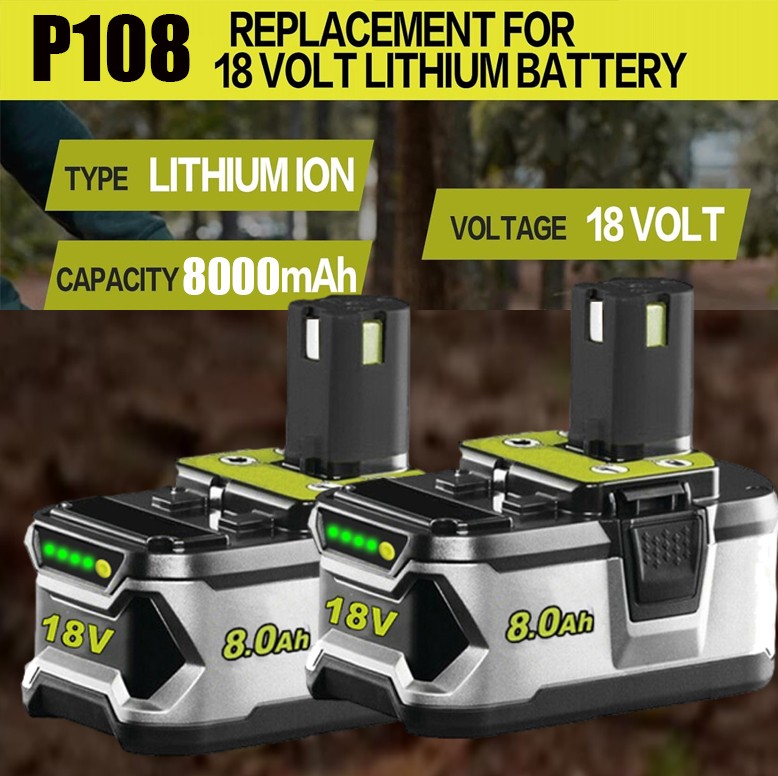For RYOBI P108 18V One Plus High Capacity Battery 8000mAh Lithium-Ion NEW