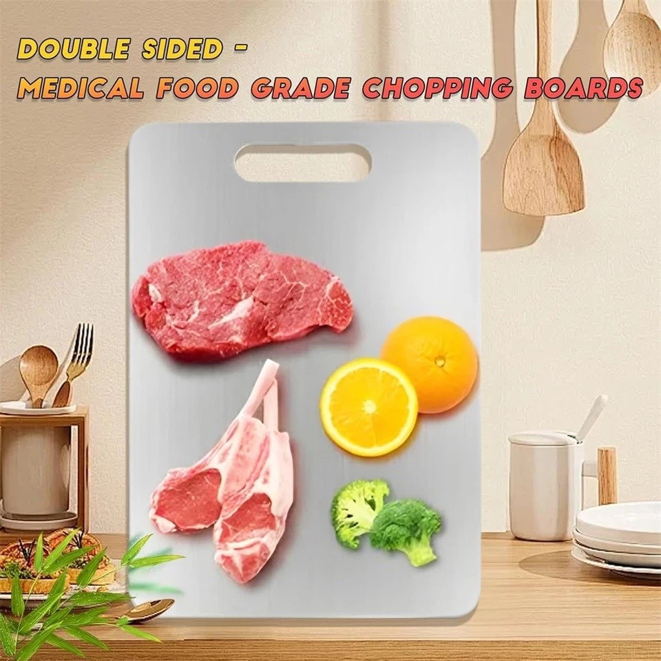 Titanium Cutting Board 100% Pure Non-Stick Double-Sided 11×15.5″ in for Kitchen