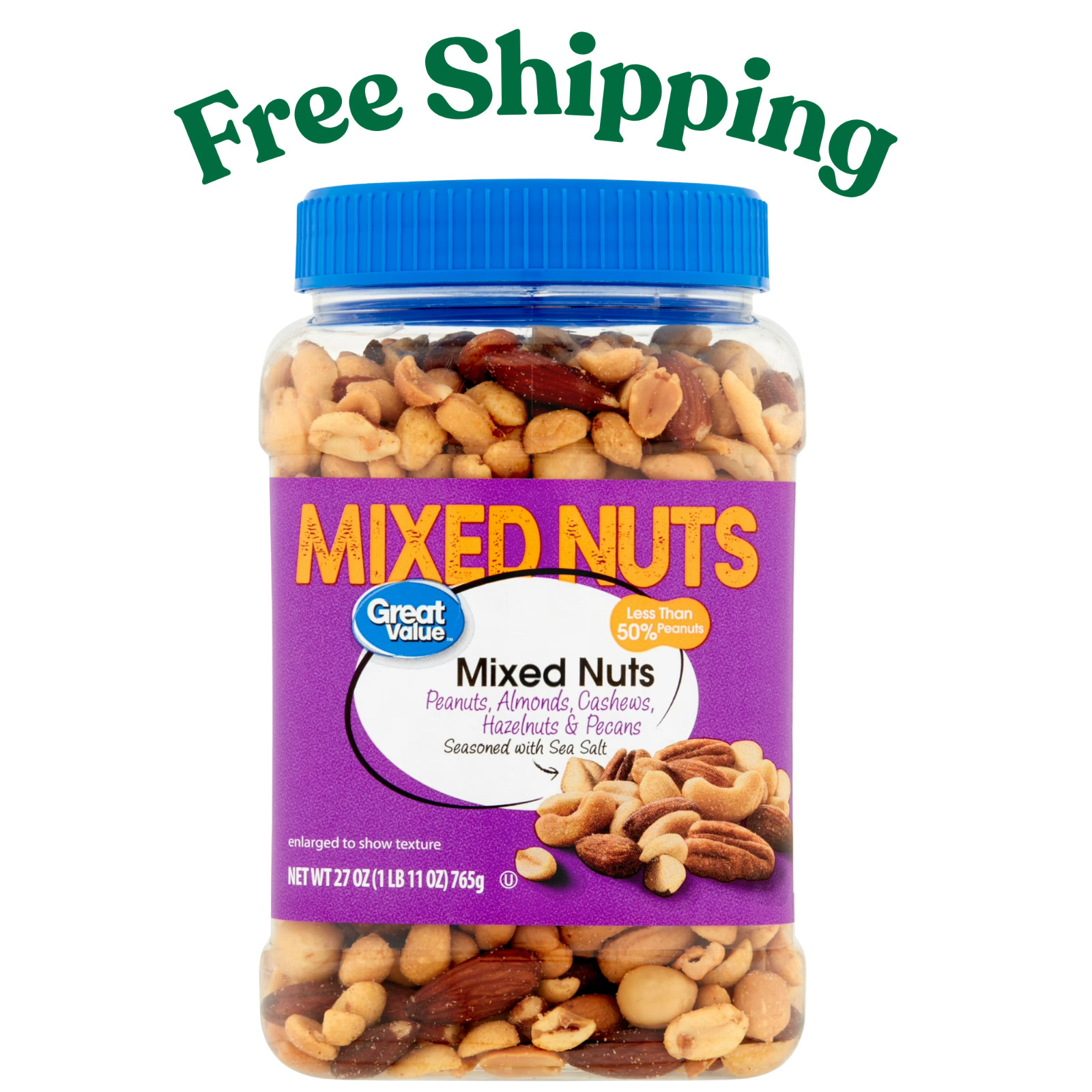 Great Value Mixed Nuts with Peanuts, 27 oz