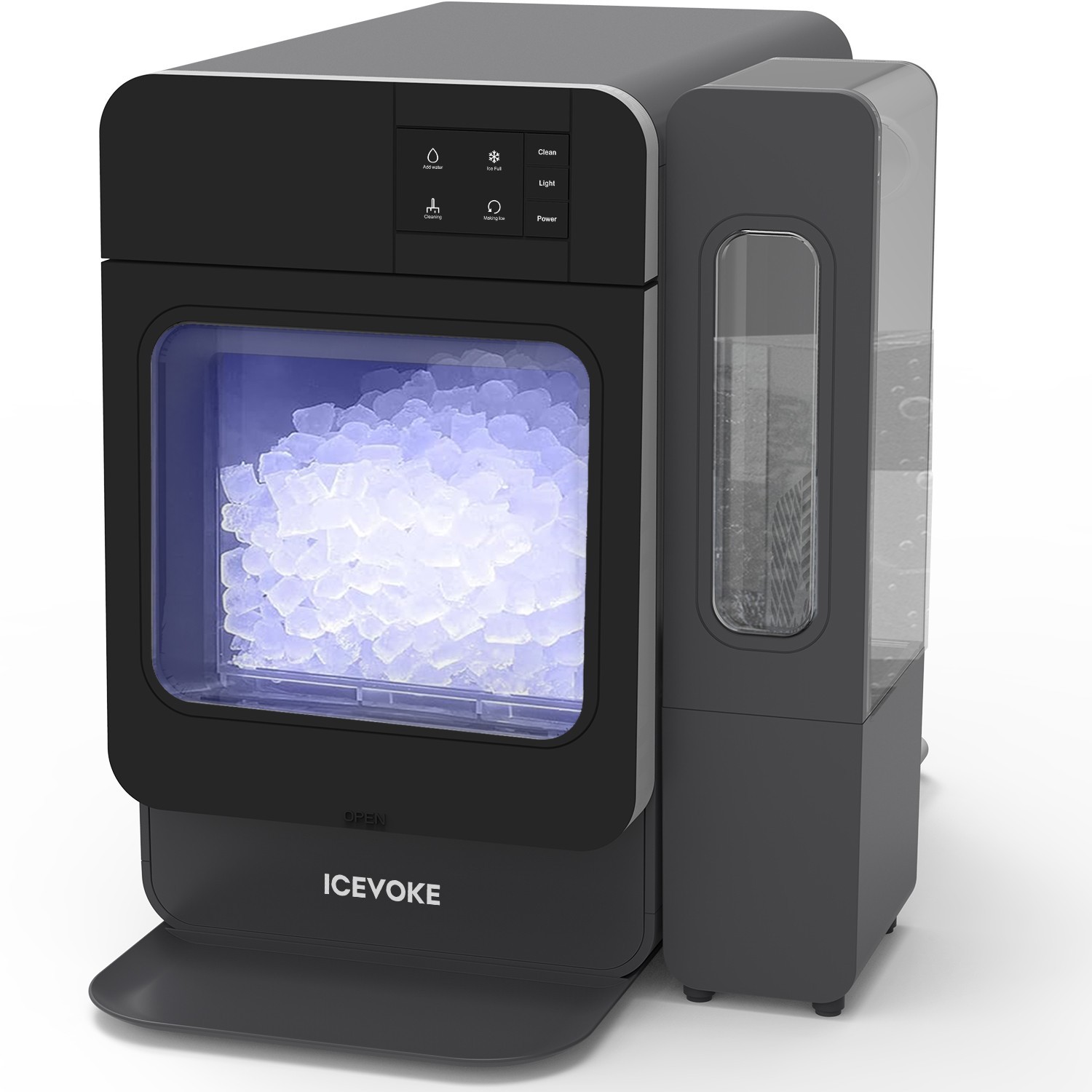 ICEVOKE Self-cleaning Countertop Nugget Ice Maker w/ Side Water Tank, 45lbs/Day