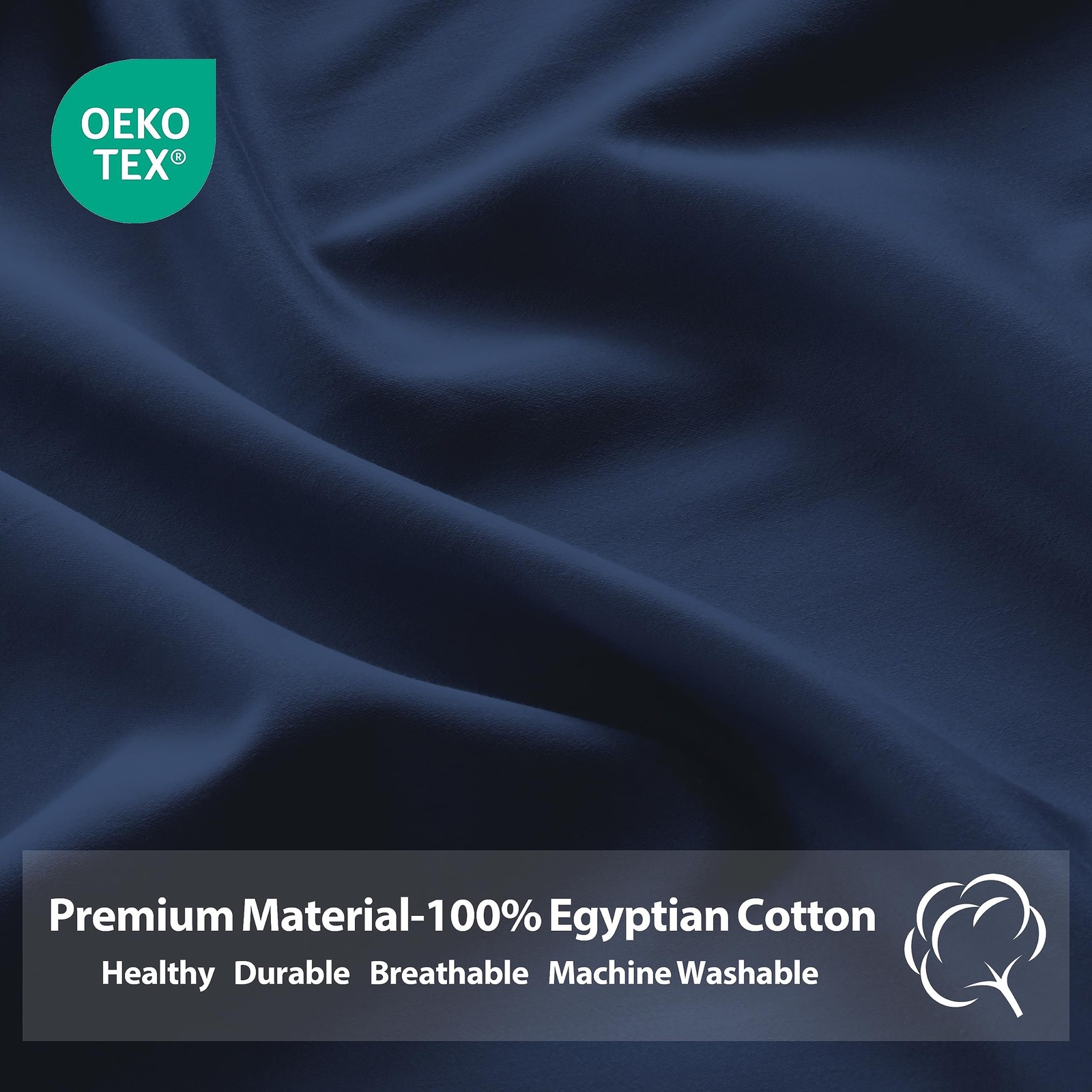King Size Fitted Sheet Only Navy Blue, 100% Egyptian Cotton 600 Thread Count,…