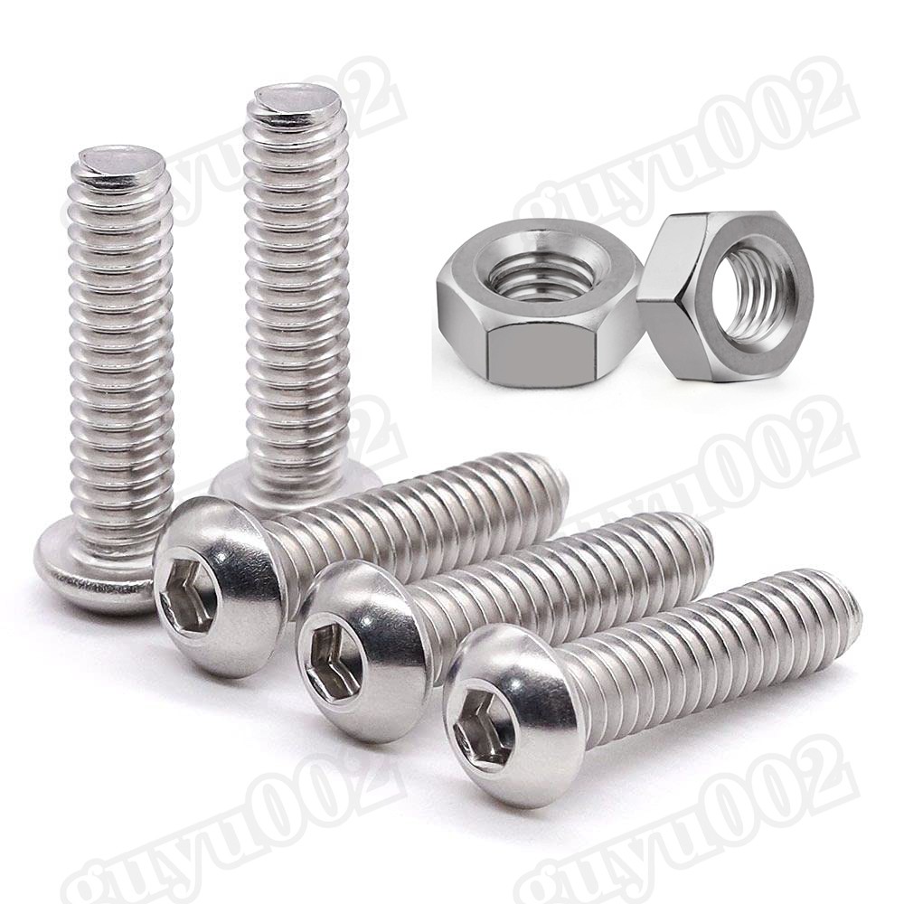 500x M3 4 M5 Button Head Socket Cap Screws Allen Bolts Hex Drive Stainless Steel