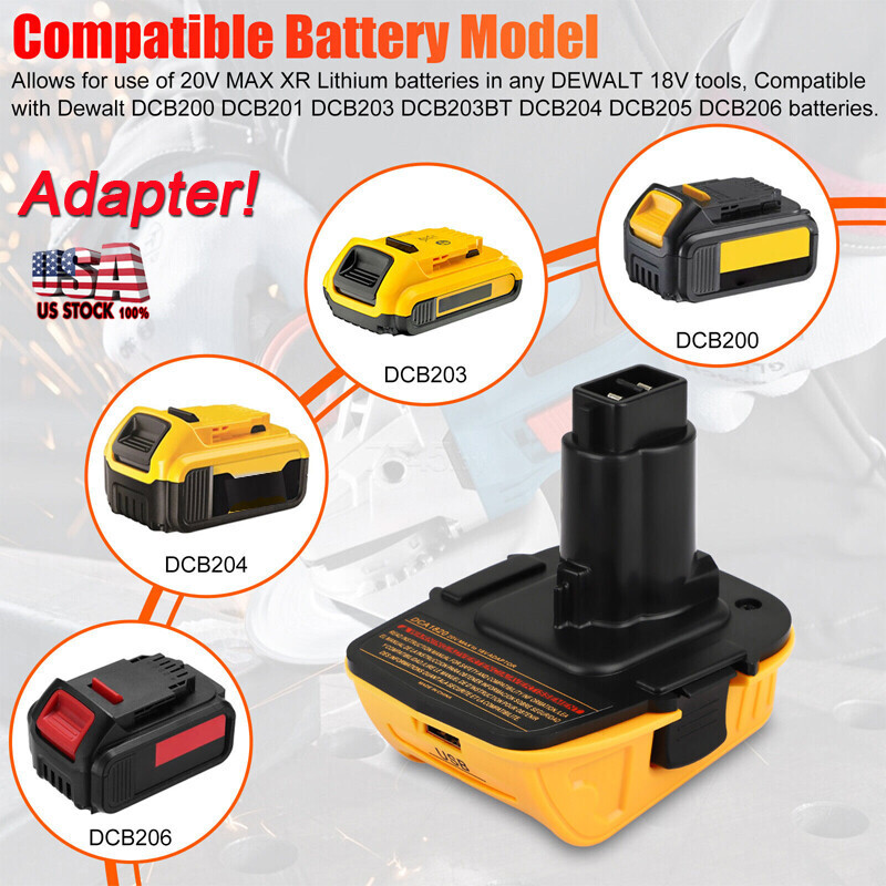 2PACK 18V To 20V MAX DCA1820 Adapter Converter For DEWALT 20Volt Li-ion Battery