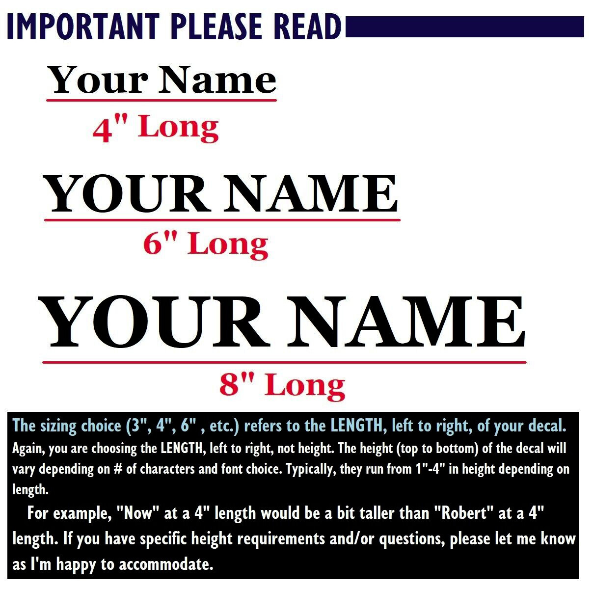 Custom Text Vinyl Decal Sticker Personalized Lettering ANY TEXT – ANY NAME {c30
