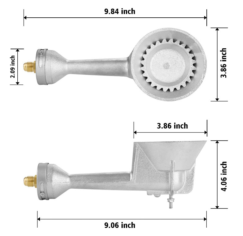 Propane Cast-Iron Round Burner & 4FT 20PSI High Pressure Regulator Hose& Fitting