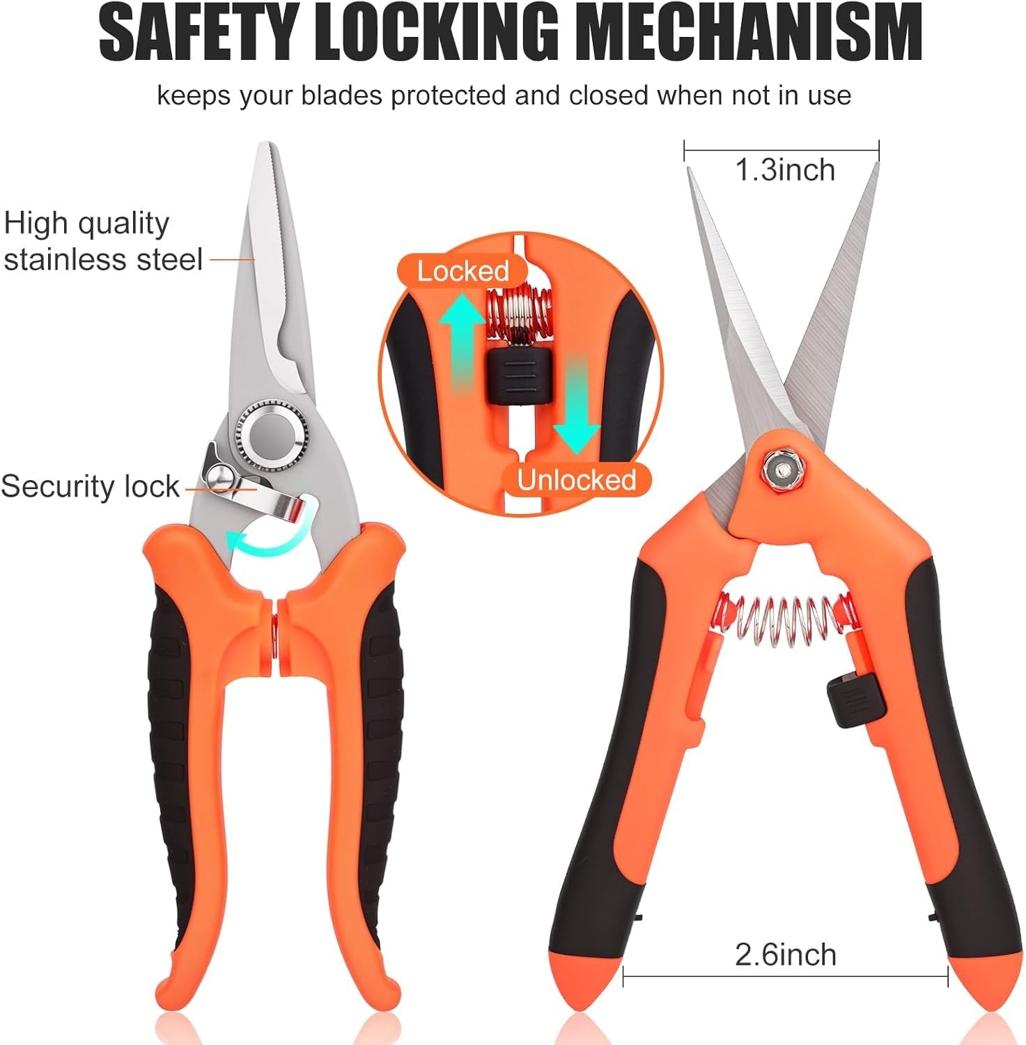 3 Pcs Garden Shears Stainless Steel Gardening Scissors Pruning Shears for Garden