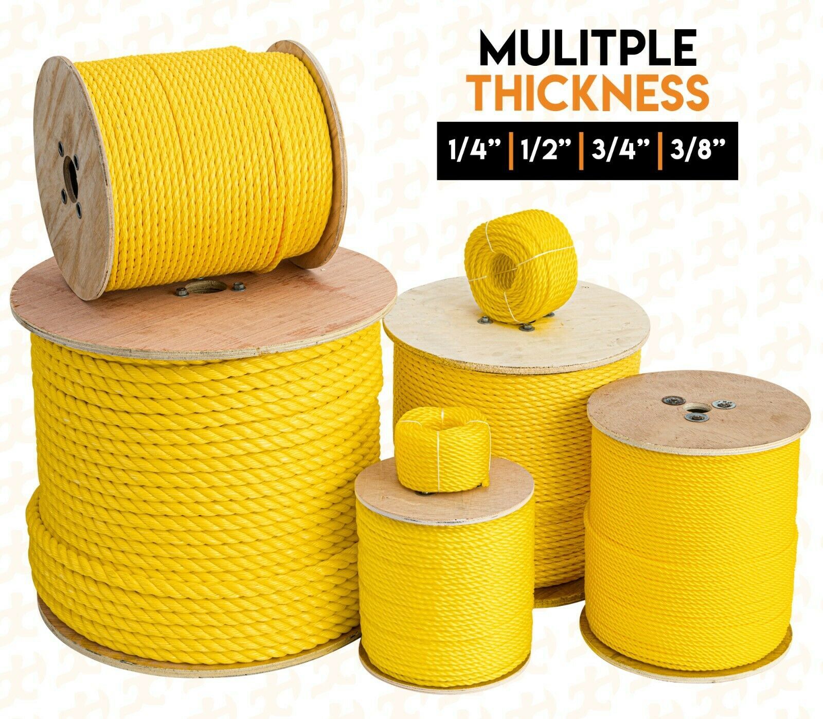 Twisted Polypropylene Rope – Yellow Floating Poly Boat Rope