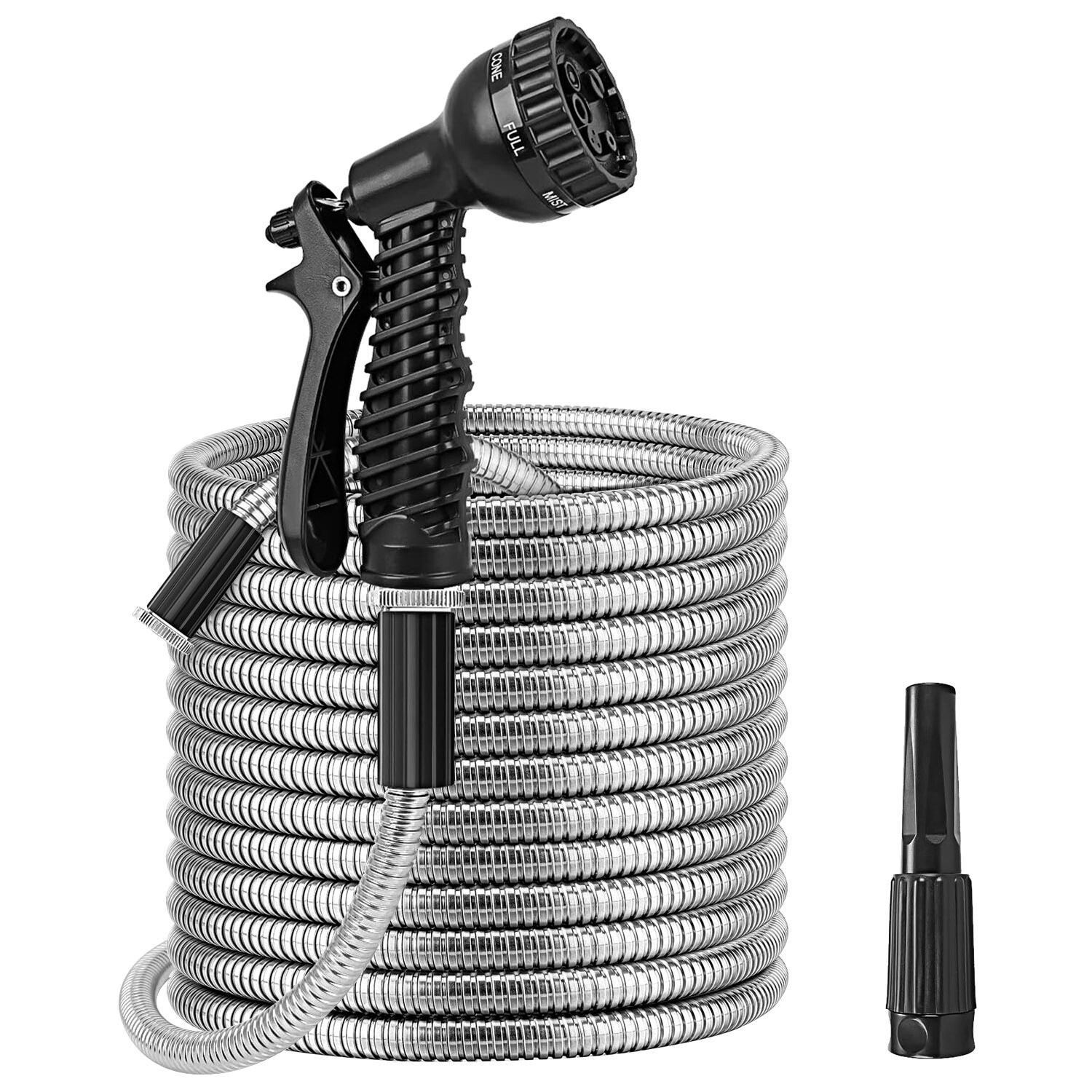 25-100FT 3/4″ Stainless Steel Metal Garden Water Hose Pipe Flexible Heavy Duty
