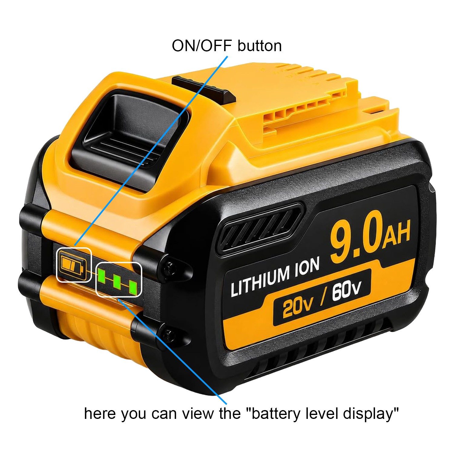 9Ah 1 Pack for DeWalt 20V MAX Tool Battery DCB606 609 612 High Capacity Li-Ion