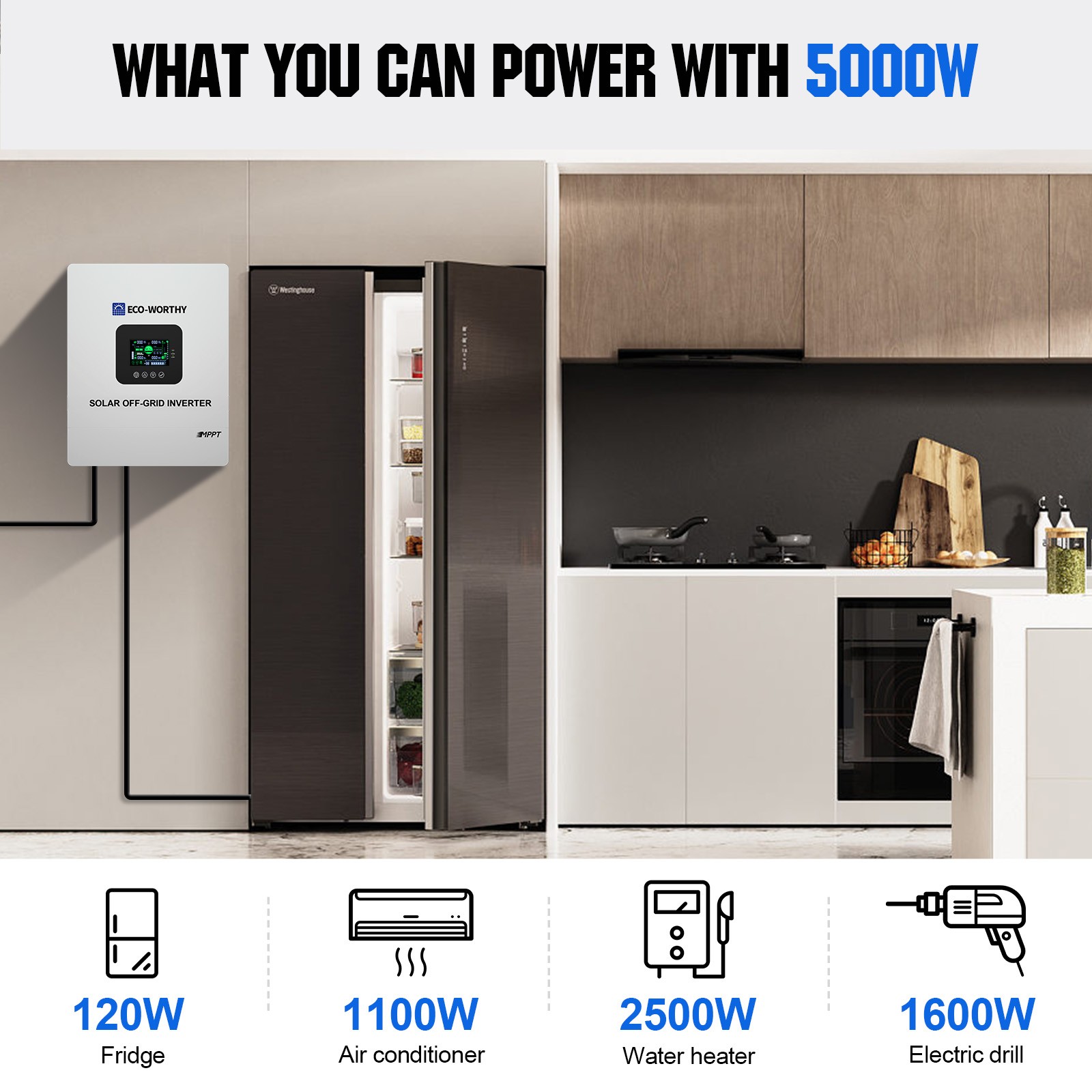 5KW 48V Solar Hybrid Inverter 120V/240V Split Phase 100A MPPT Charge Controller