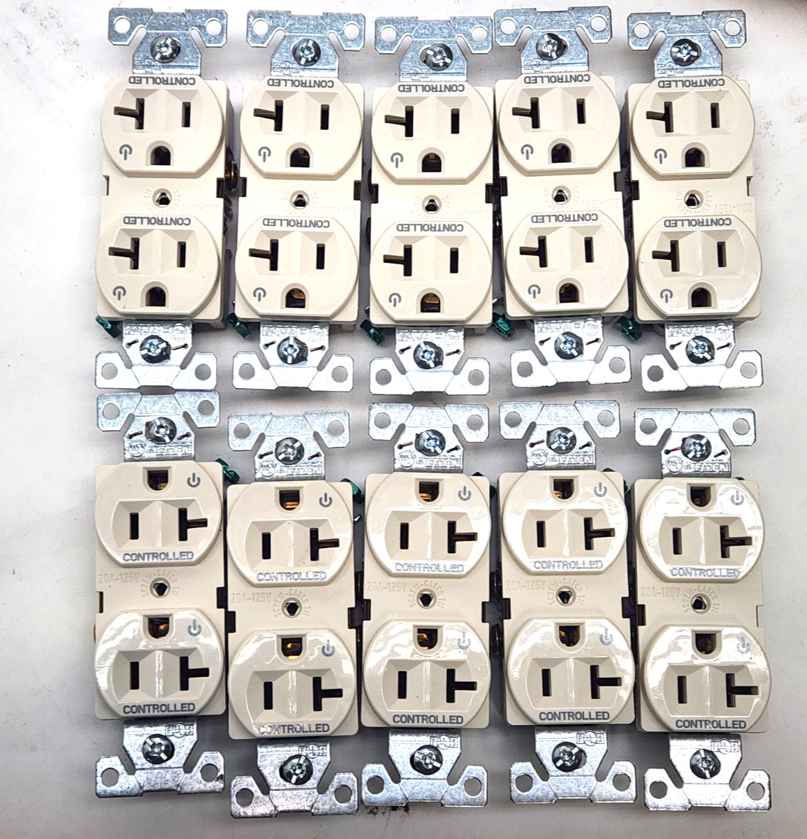 10- Eaton 5362CD Dual Controlled Receptacle Duplex Outlet 20A 125V Light Almond