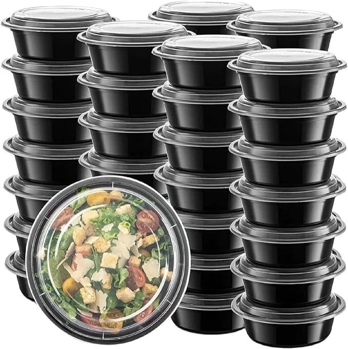 48oz Round Food Containers Meal Prep BPA FREE Microwavable Lunch Salad Bowl Bulk