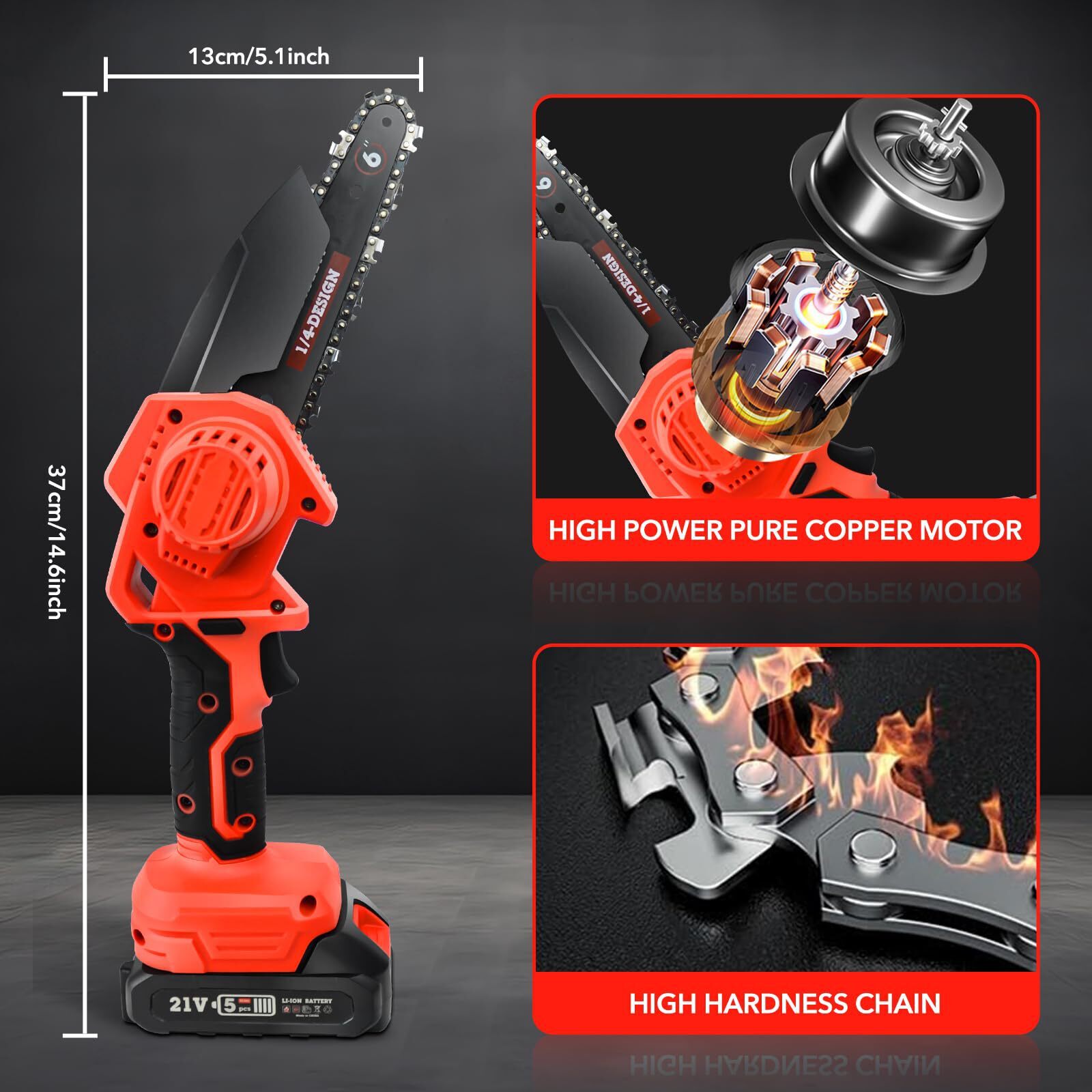 6-Inch Mini Chainsaw Cordless, Portable Electric Saw with 2 Batteries