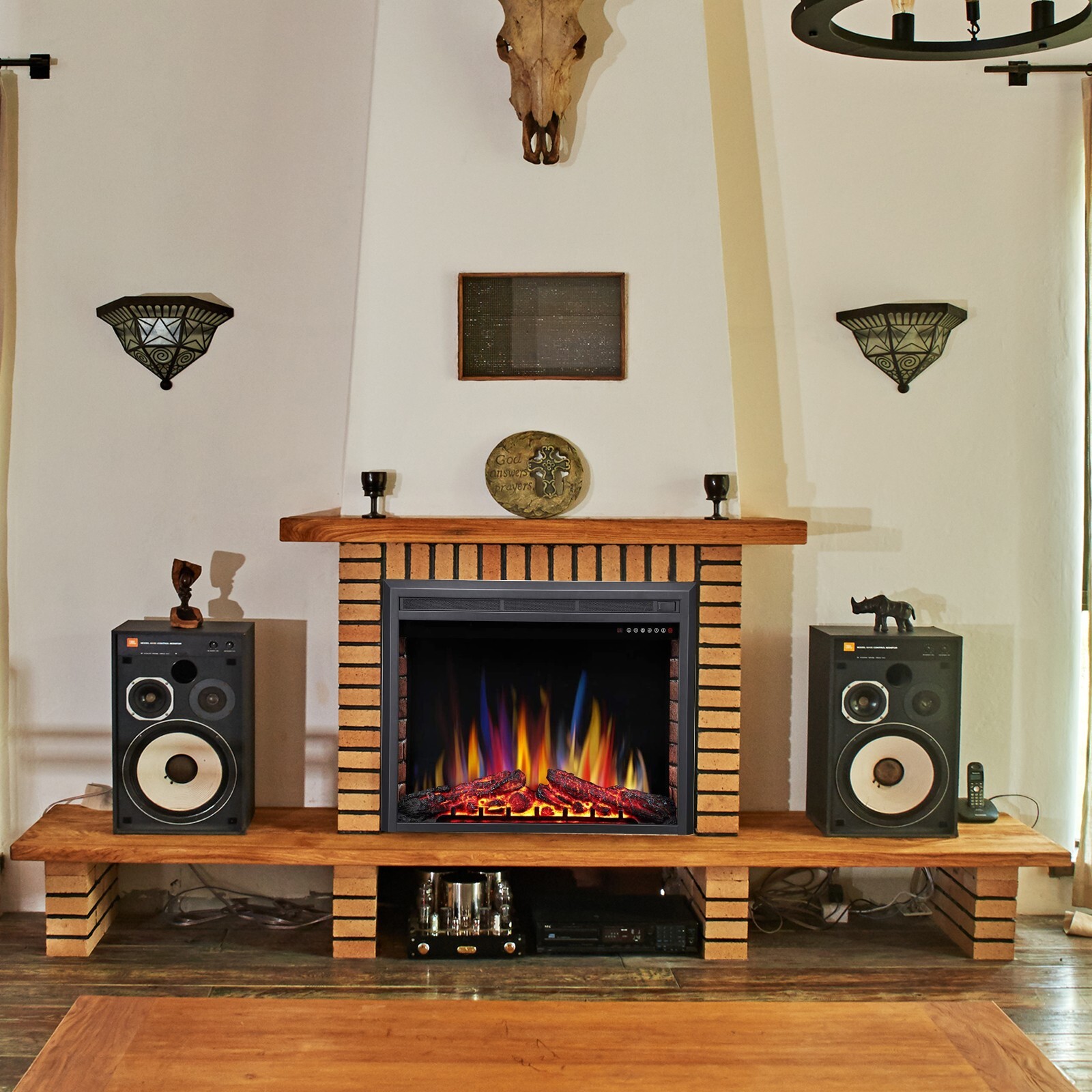 R.W.FLAME 36” Recessed Electric Fireplace Insert,Remote Control,750W-1500W