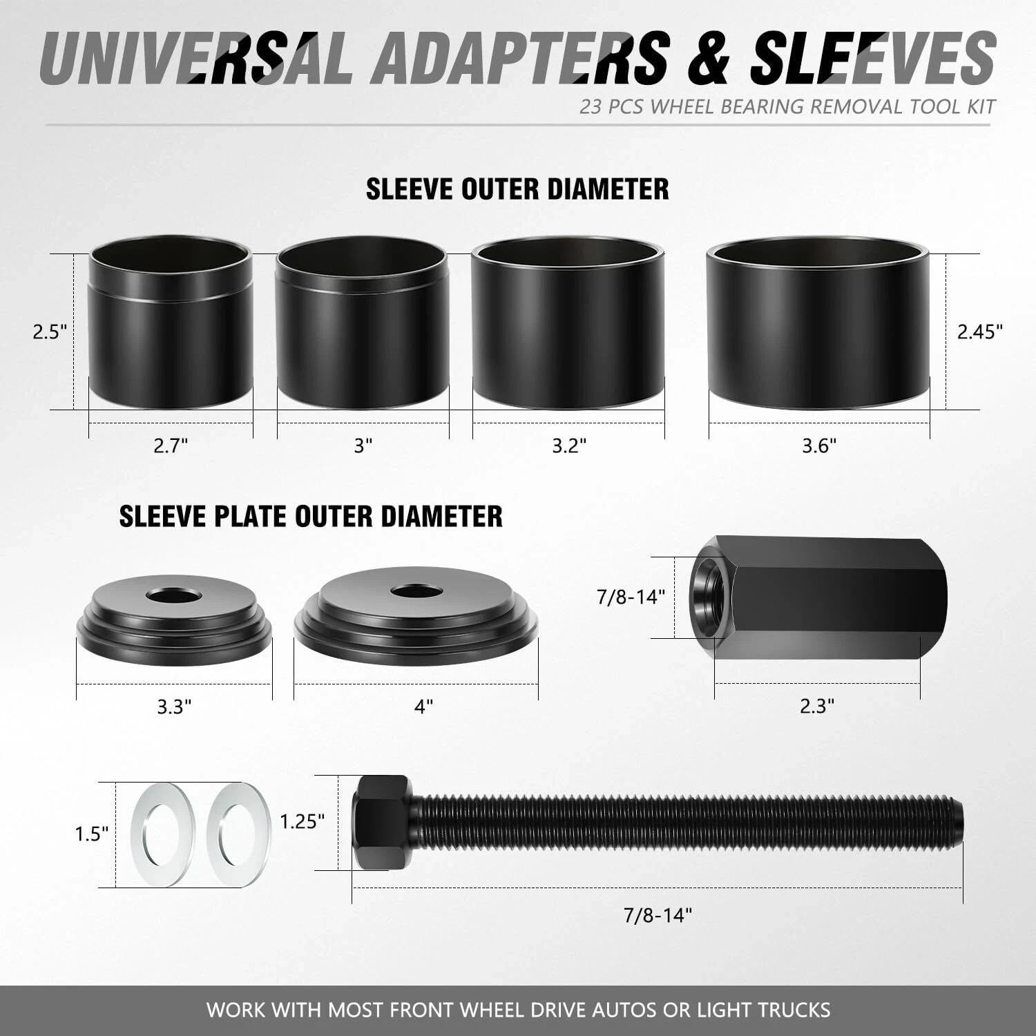 DNA MOTORING 23pcs Front Wheel Drive Bearing Removal Installation Tool Set,