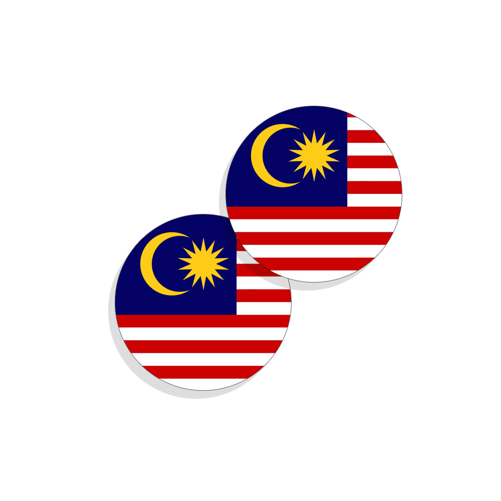Malaysia Flag Stickers Flag Decals Vinyl Round Indoor Outdoor Circles 4 pack