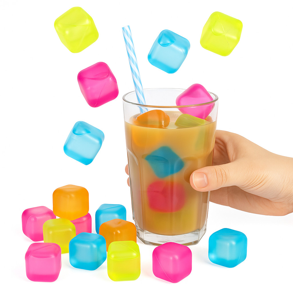 54 Piece Plastic Reusable Ice Cubes Coolers Refreeze Pool Party BPA FREE