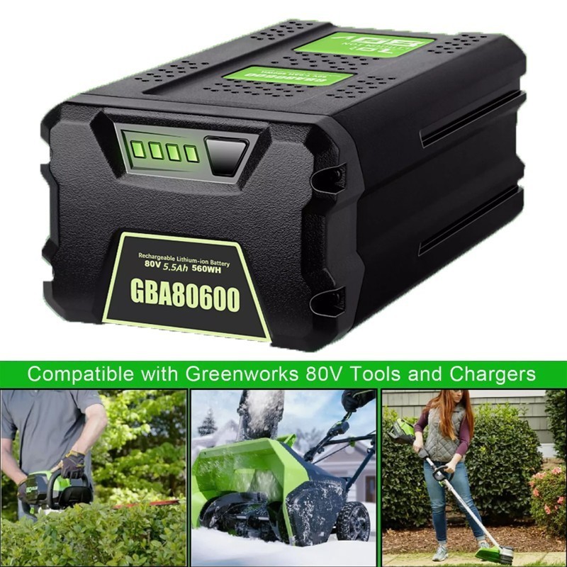 FOR Greenworks 80V Lithium Ion 5.0Ah Rechargeable Li-ion Battery BAB727 GBA80200