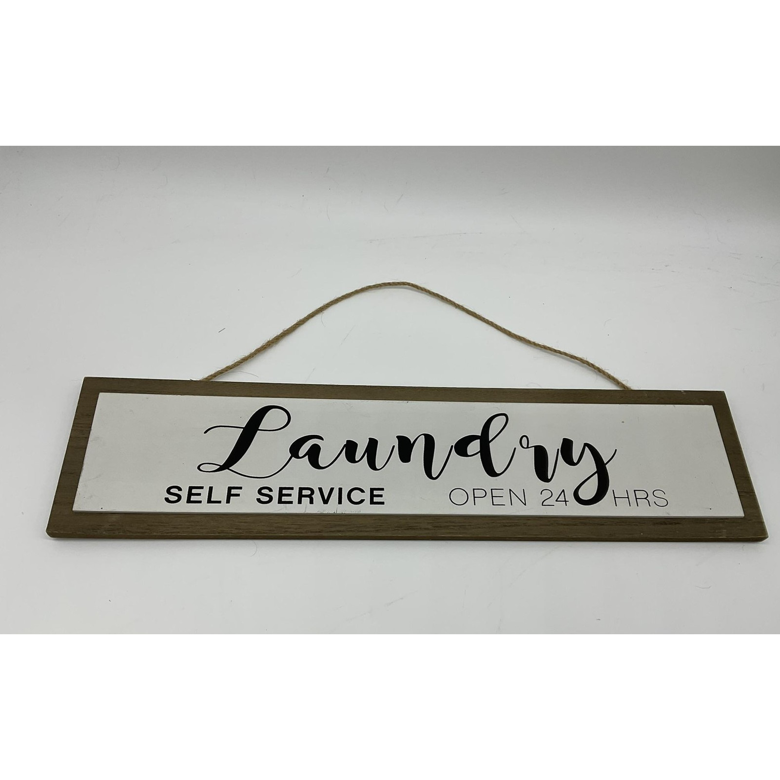Laundry Room Hanging Sign Wood Rustic Farmhouse Decor Open 24 Hrs Self Service