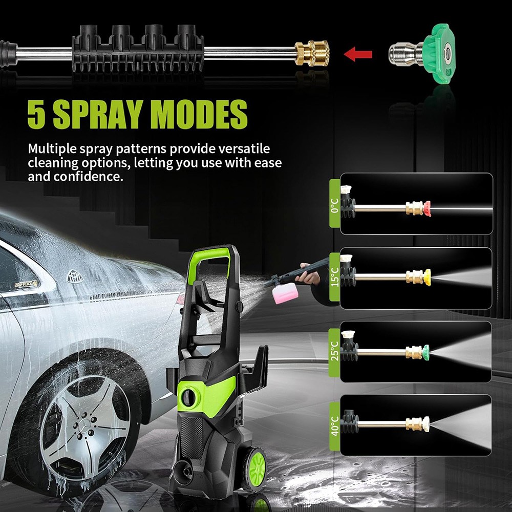 Electric Pressure Washer 5000PSI Max 2.5GPM Portable Power Washer 4 Quick Nozzle
