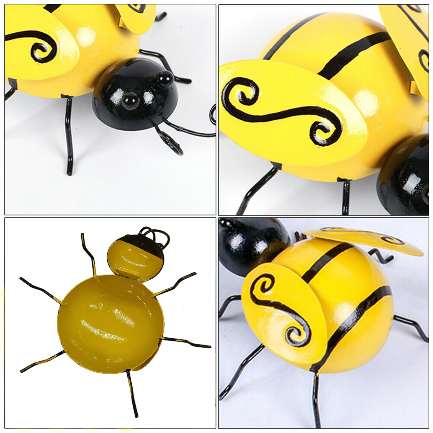 Decorative Metal Bumble Bee Garden Accents – Lawn Ornaments – Set of 4