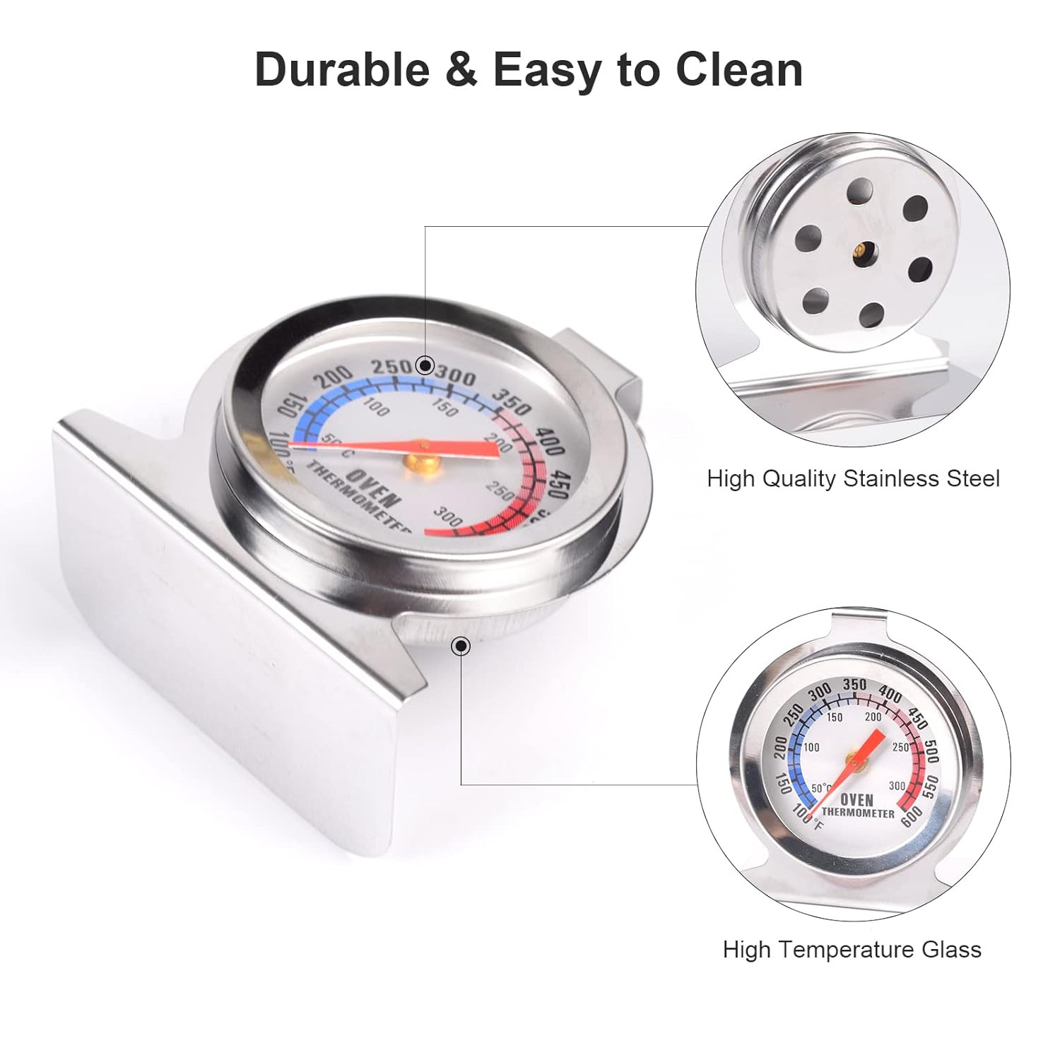Oven Thermometer Stainless Steel Classic Stand Up Food Meat Temperature Gauge5-1