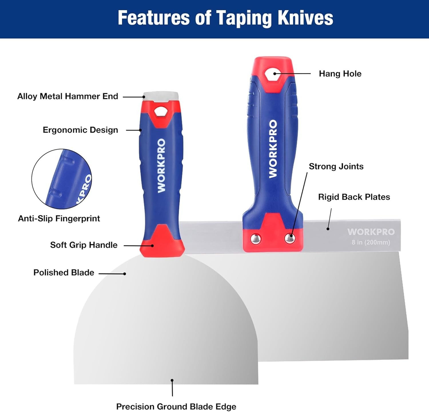 Drywall Tools, Stainless Steel Taping Knife 8 in 1 Painting Scraper with Mud …