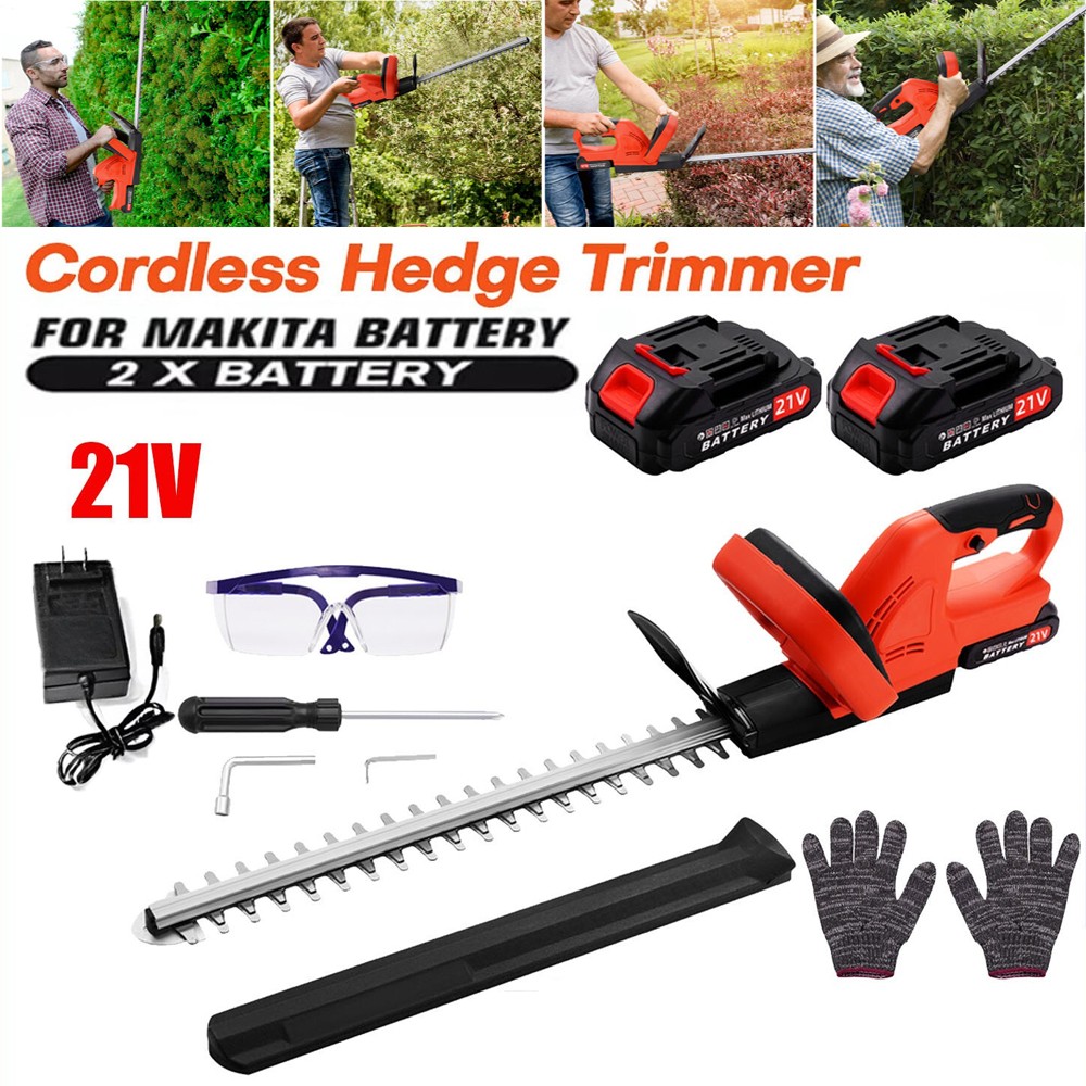 22Inch Cordless Hedge Trimmer Cordless Electric Hedge Trimmer w/2* 21V Battery