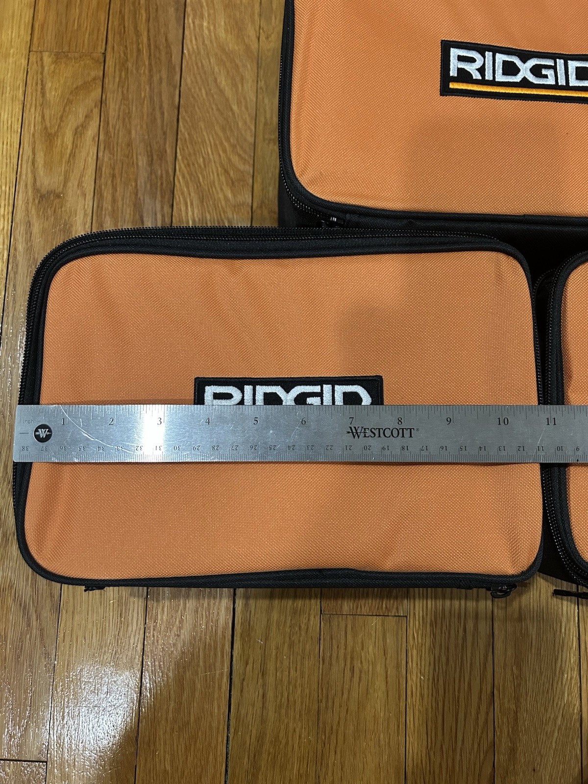 THREE (3) GENUINE RIDGID ORANGE TOOL BAGS 11 x 7 x 3.5″ ZIPPERED SOFT CASES NEW