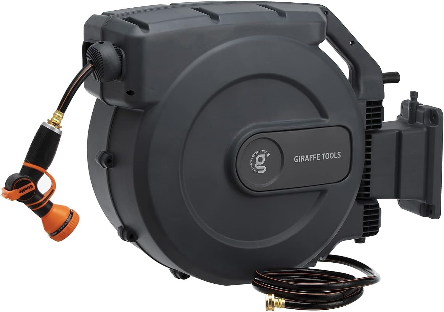 Giraffe Tools Retractable Garden Hose Reel 65-155 FT Water Hose Reel Wall-Mount