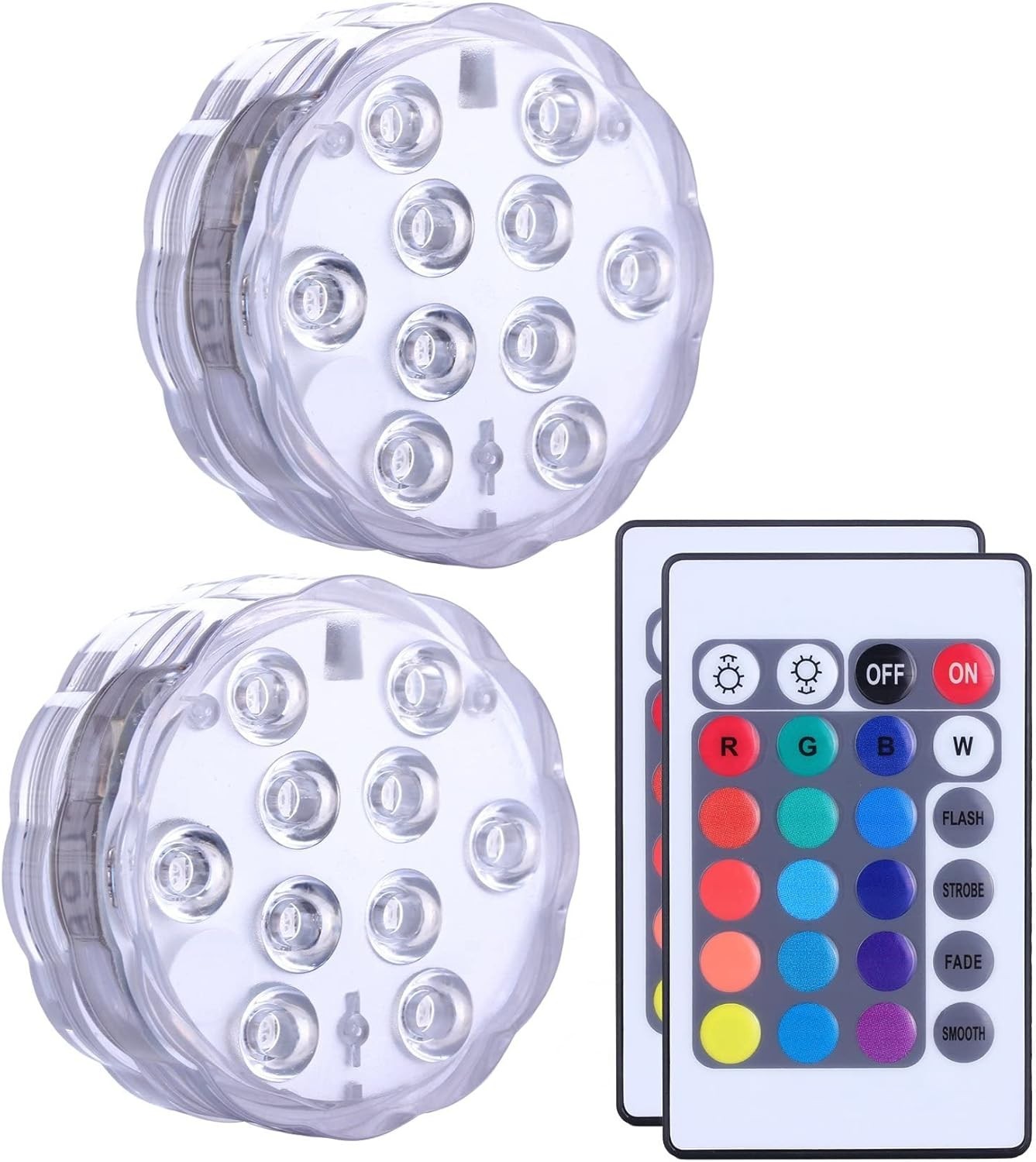 2pack Submersible LED Lights Remote Control Battery Powered,RGB Multi Color