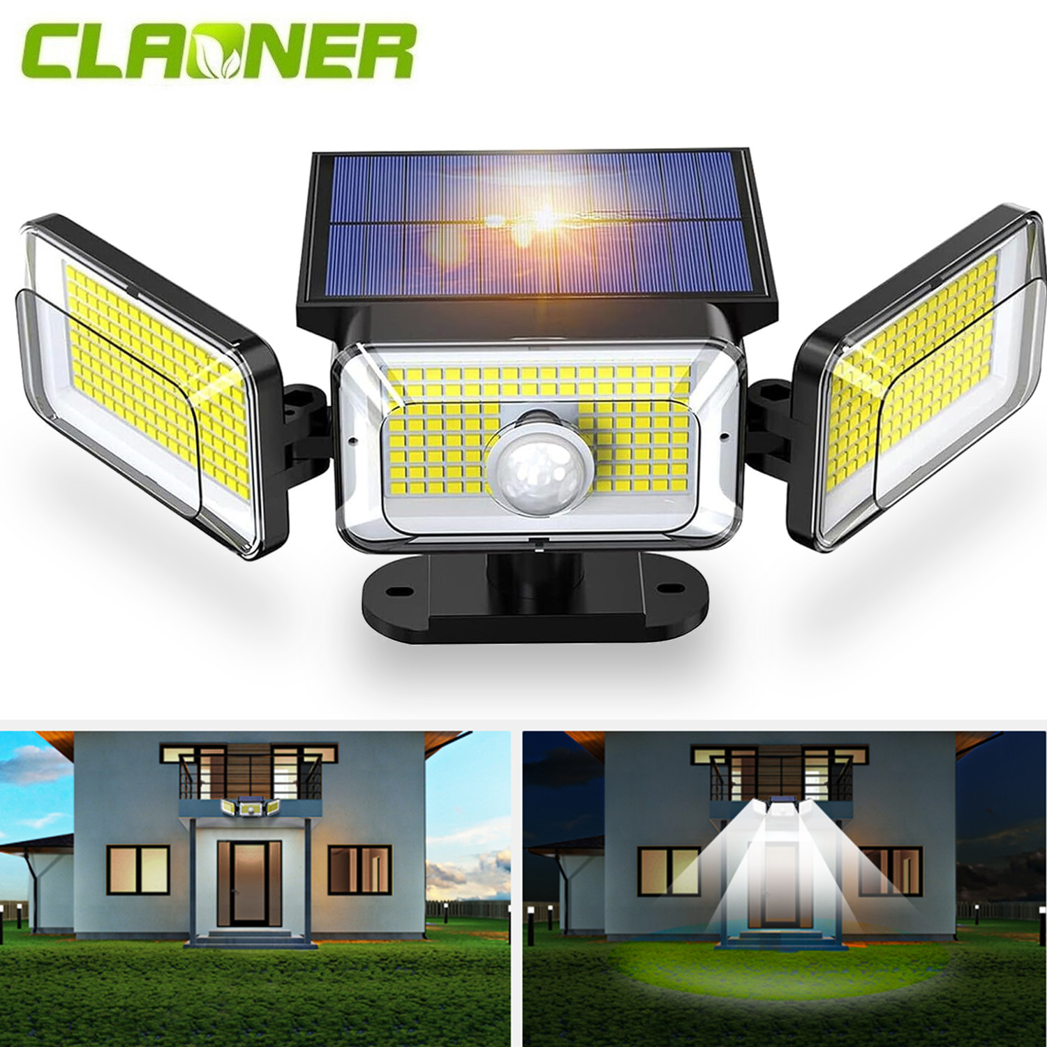 2 Pack LED Motion Sensor Solar Lights ,Outdoor IP65 Waterproof Security Lamp