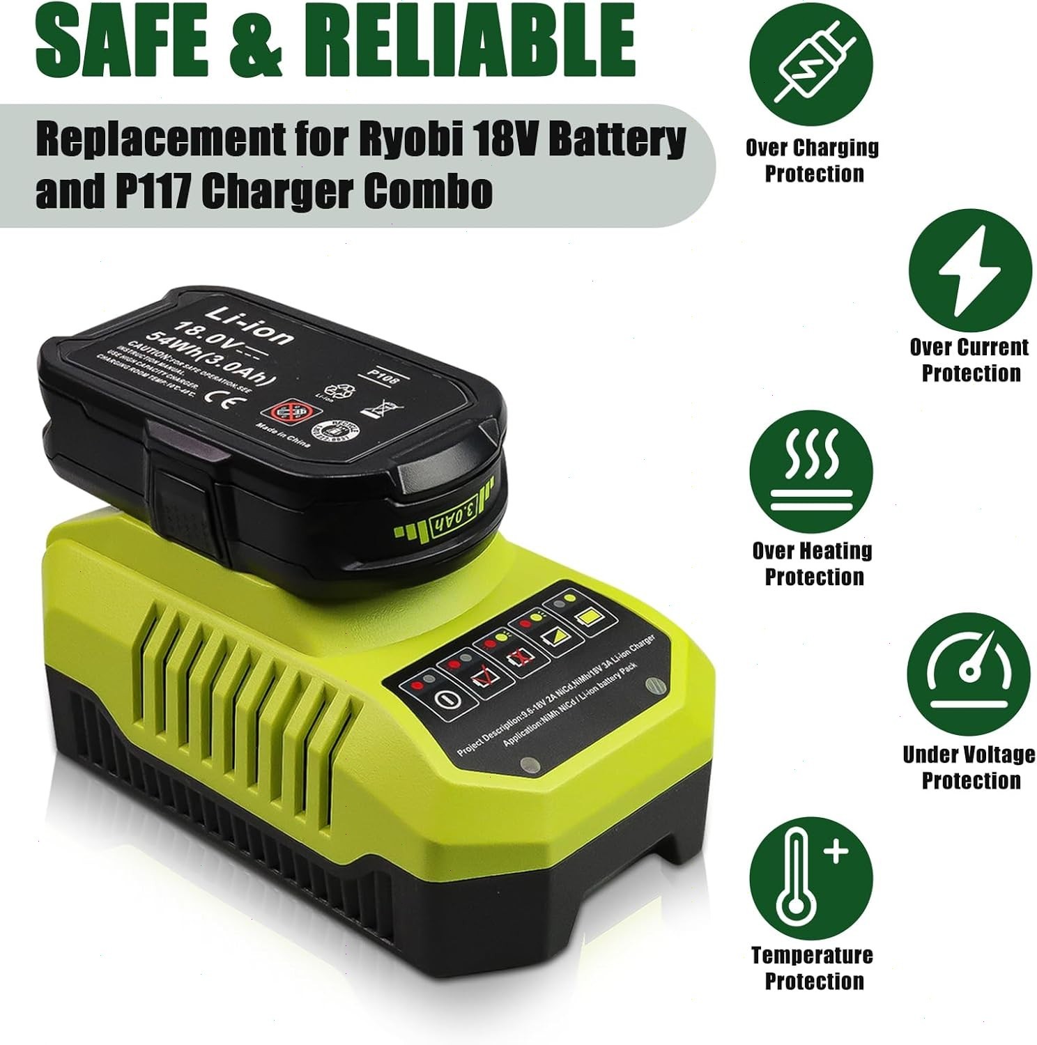 2PACK For RYOBI 18V 3.6Ah P108 High Capacity Battery 18Volt Lithium-Ion One Plus