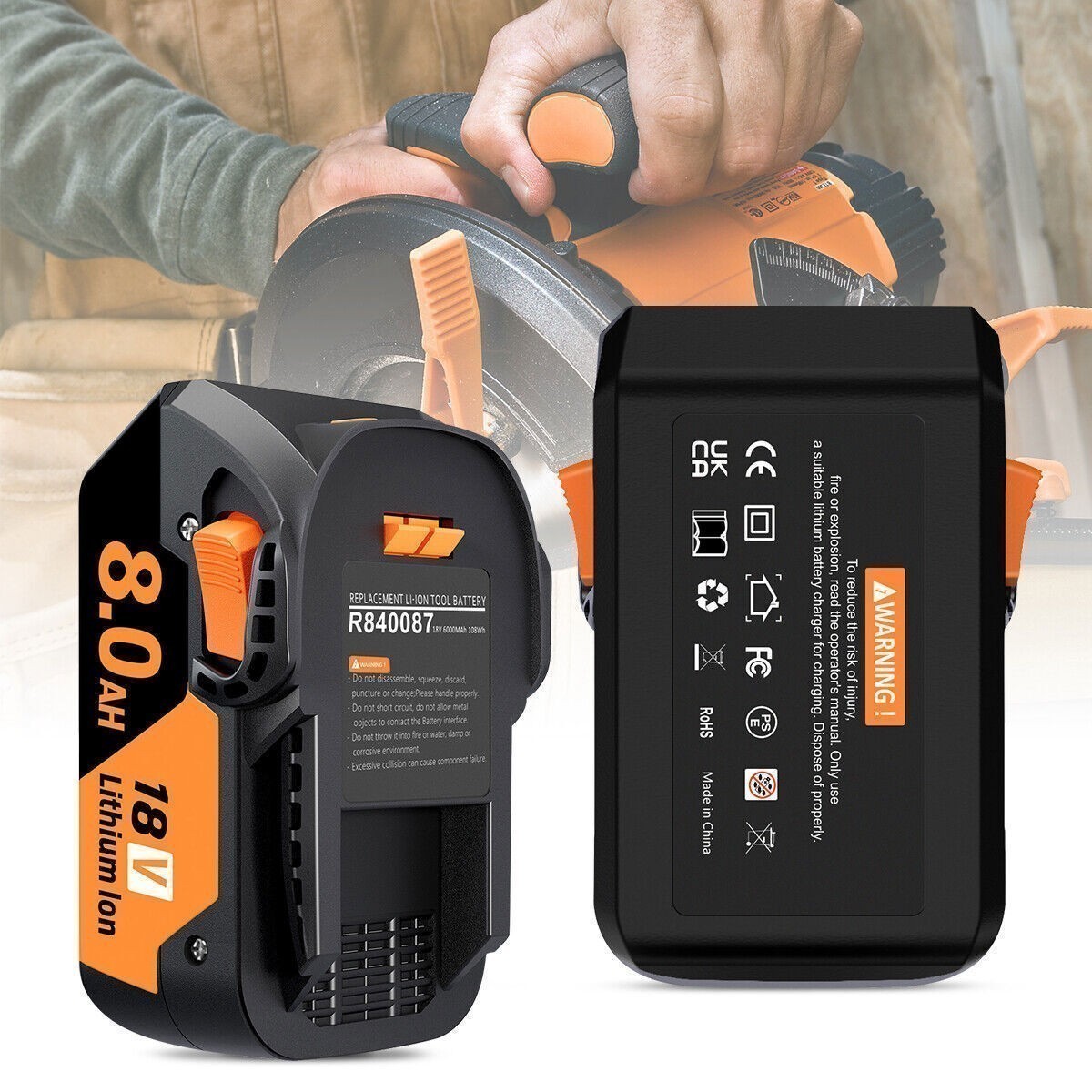 6-1X 8.0Ah For RIDGID 18V Battery R840087 R840083 R840085 R840084 Rigid Tool