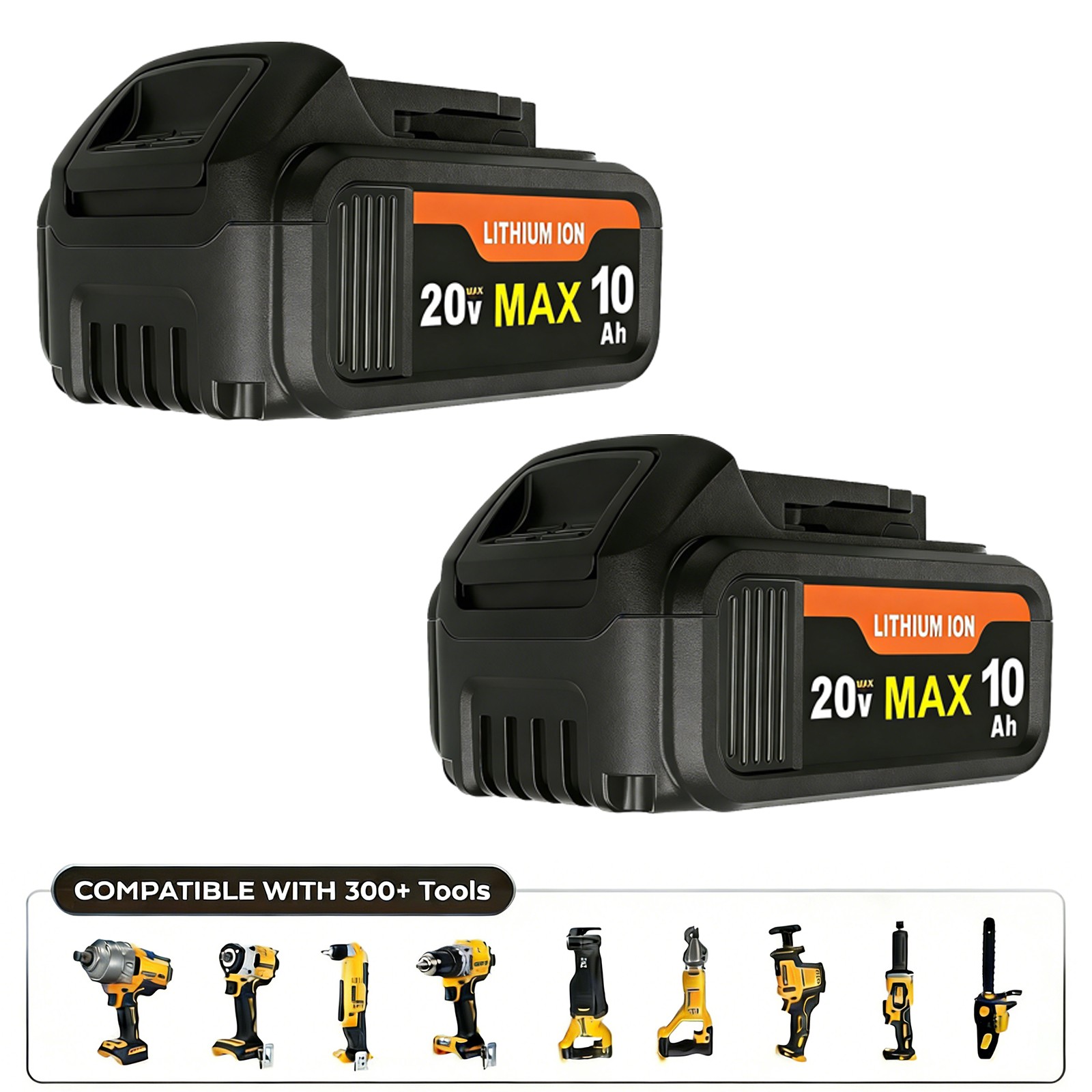 2 Pack 20V 10.0Ah Battery for De walt 20 Volt MAX Batteries DCB203 DCB204