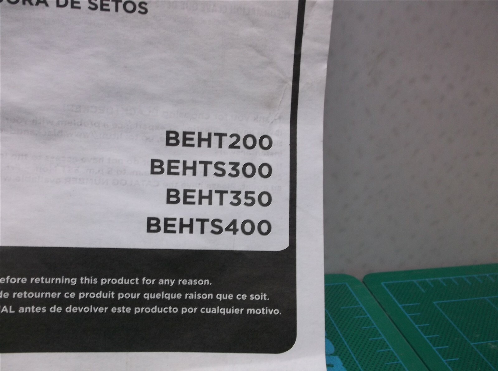 Black & Decker Hedge Trimmer BEHT200 BEHTS300 BEHT350 BEHTS400 Manual Only