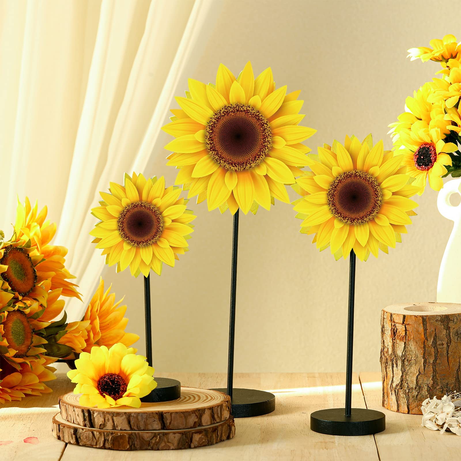 3 Pcs Summer Table Decor Sunflower Wood Table Sign Summer Freestanding Tablet…