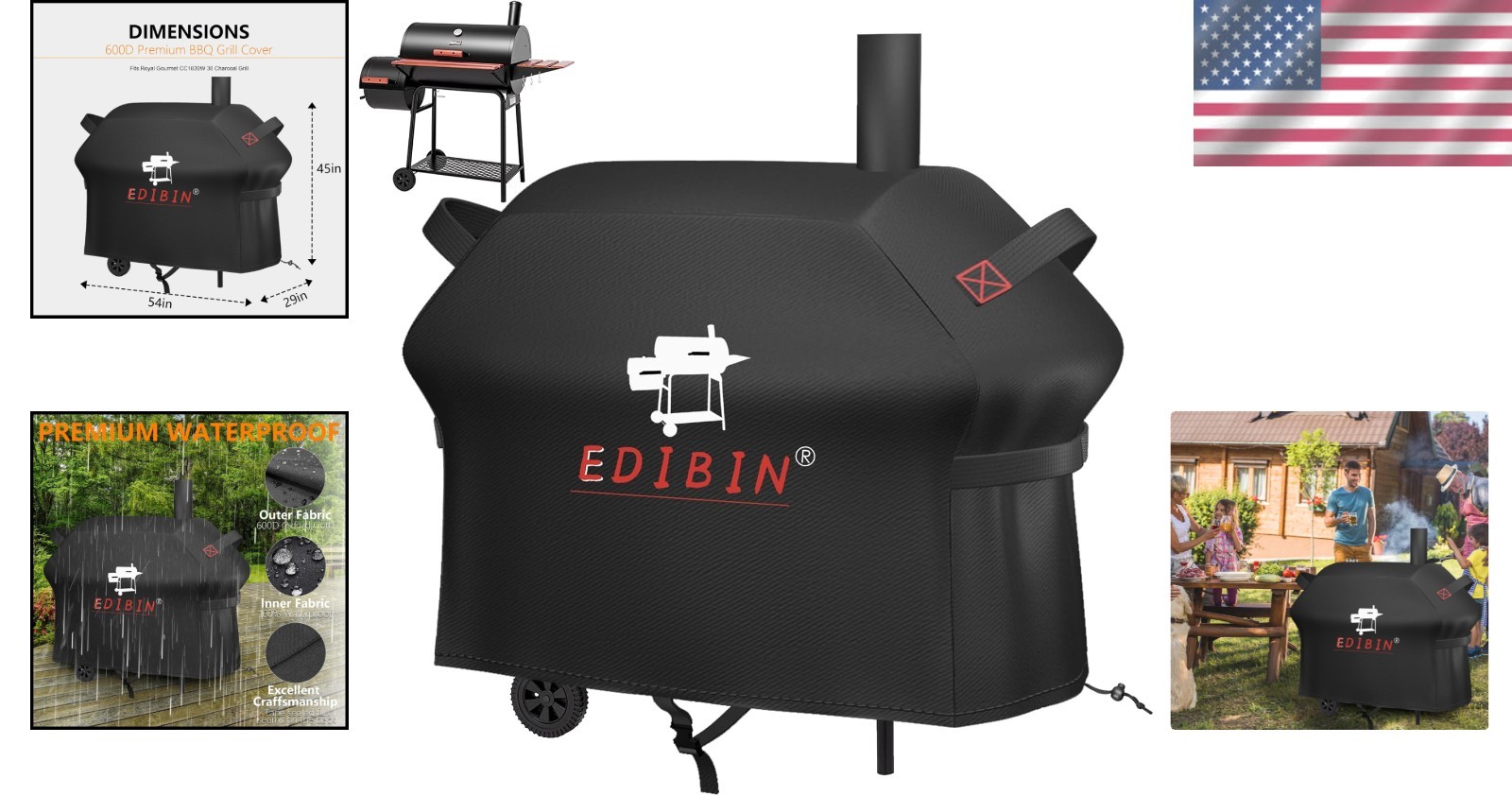 Grill Cover Polyester Waterproof Fit for Royal Gourmet CC1830W 30 Inch