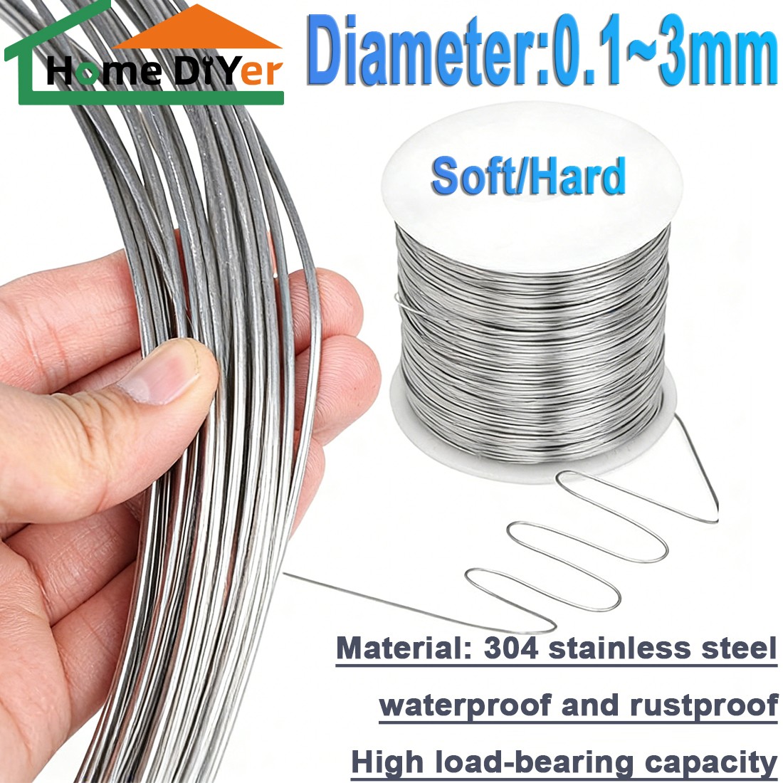 304 Stainless bright Wire 0.1-3mm single Soft/Hard steel wire Resistant Durable