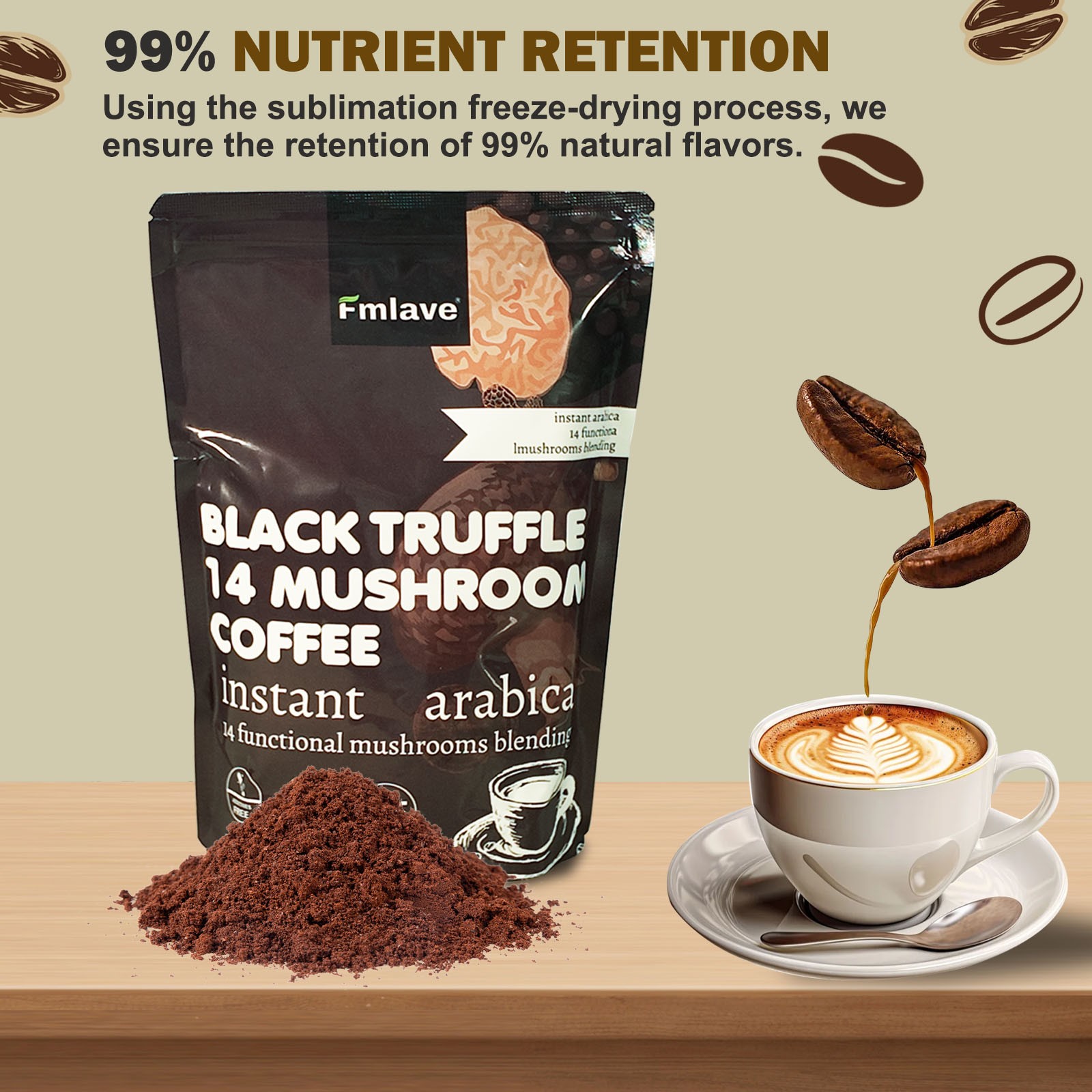 Organic Instant Mushroom Coffee, 14 oz (396 g), 14 – Adaptogenic Mushroom Blend