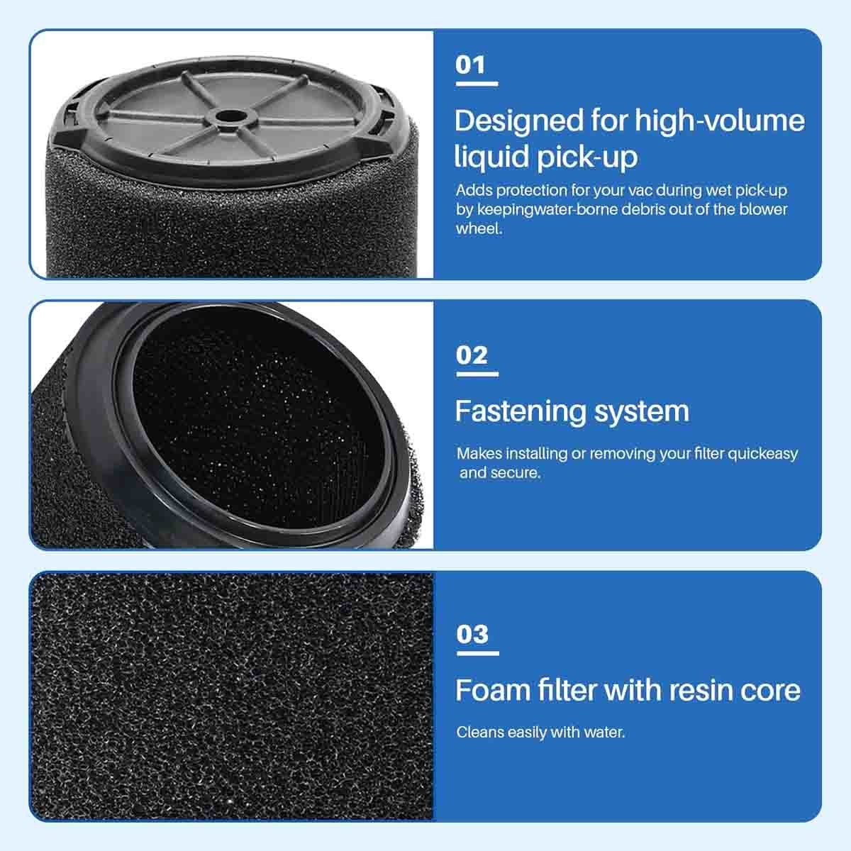 VF7000 Replaceable Foam Filter For Ridgid Wet Dry Vacuums 5-20 Gallon