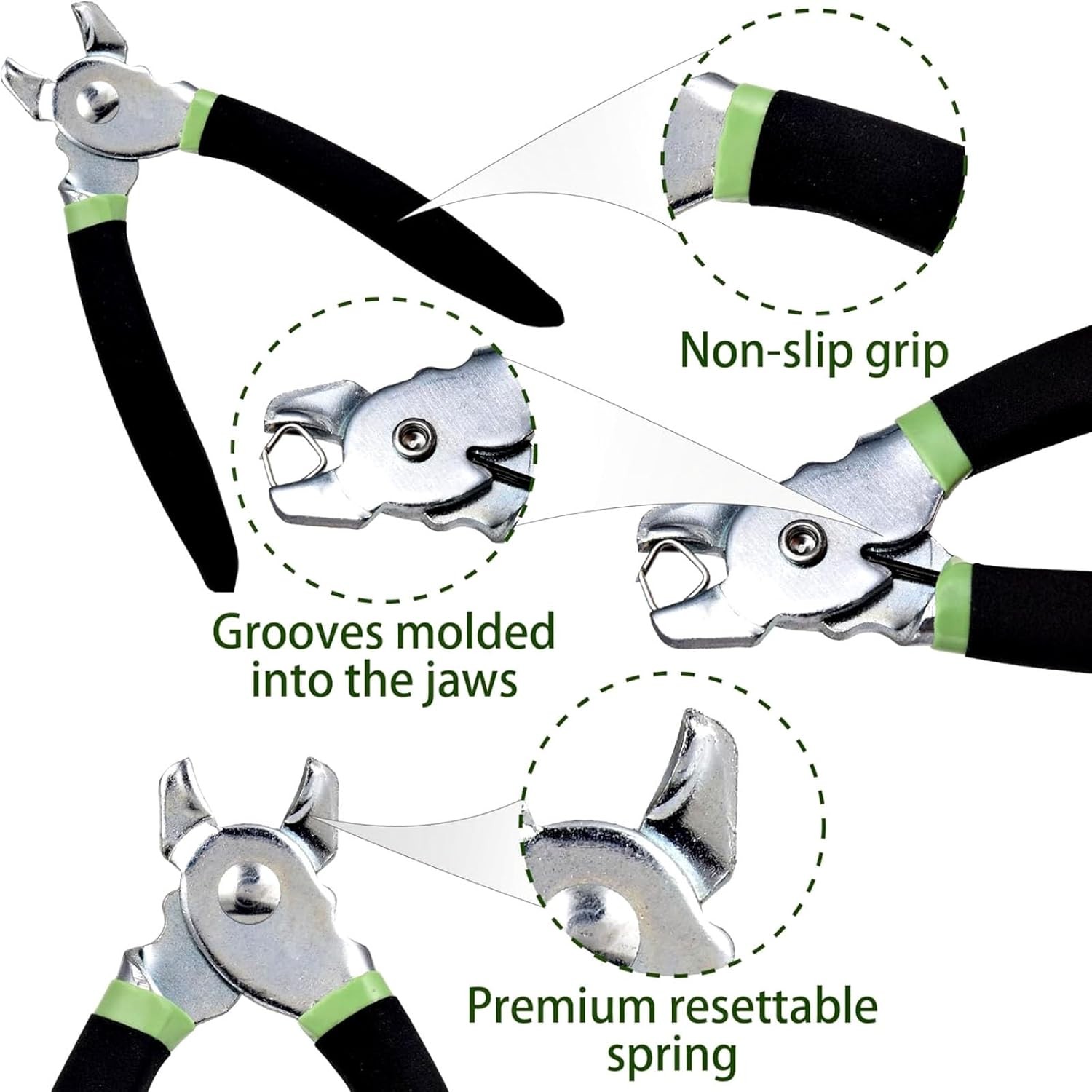 241-Piece Green & Black Flat-Head Hog Ring Pliers Tool Kit