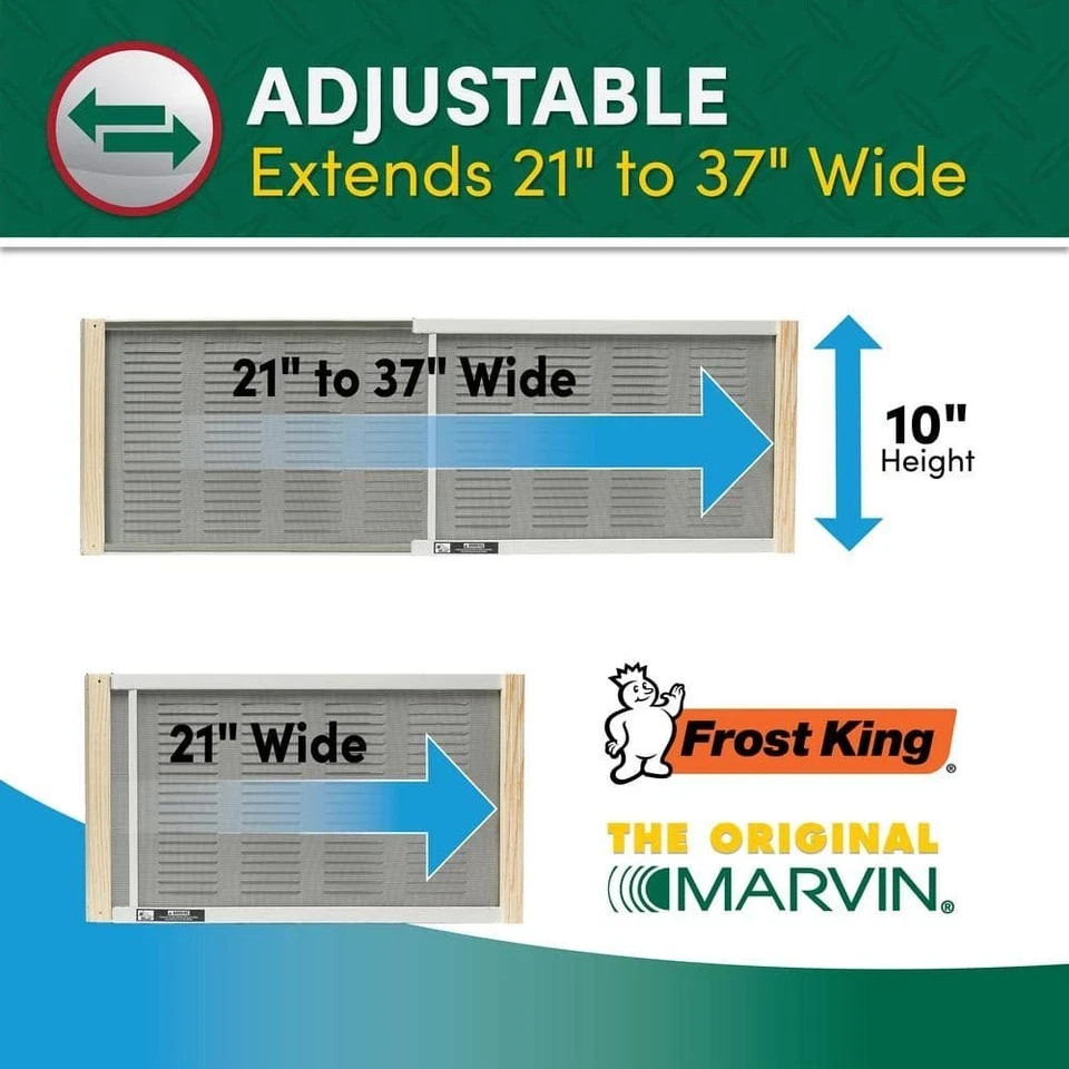 37 in. x 10 in. Grey Aluminum Adjustable Screen Ventilator