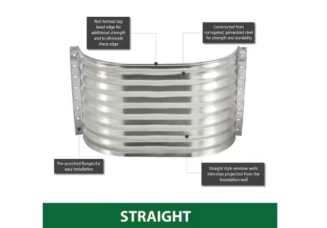37 in. x 12 in. x 24 in. Steel Straight Area Window Well