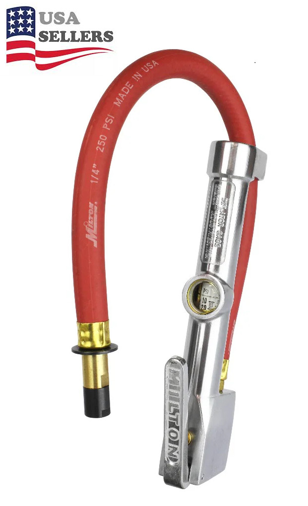 Milton S-504 Analog Tire Inflator with Pressure Gauge, 15″ Hose Straight Head Ai