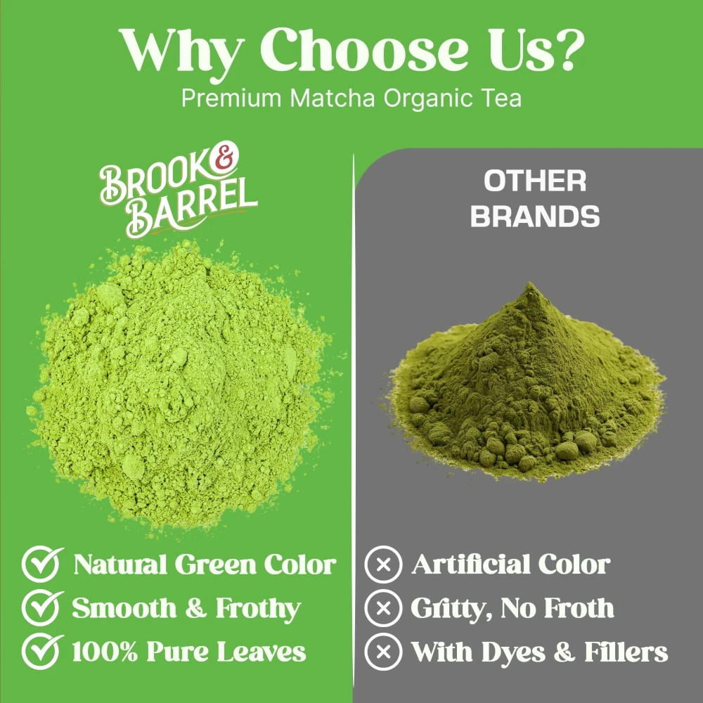 Brook & Barrel USDA Organic Ceremonial Matcha Green Tea Powder 1.6lbs Glass Jar