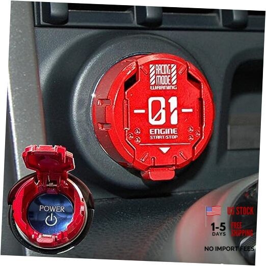 ???????? | Metal Mecha Push Start Button Cover, Car Press-A1-Red-Wordl