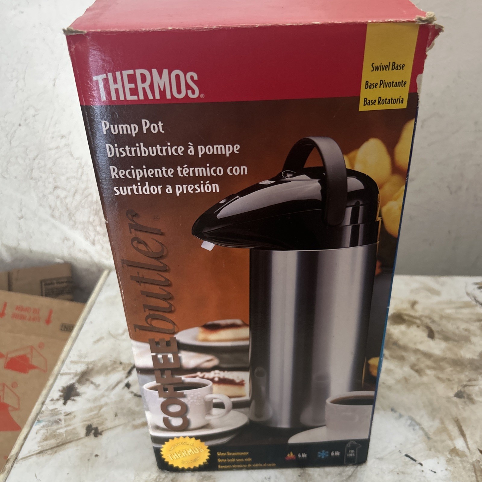 Thermos PP1900 4 Hr Hot 6 Hr Cold 2 Qt 1.90 L Glass Vacuumware Pump Pot