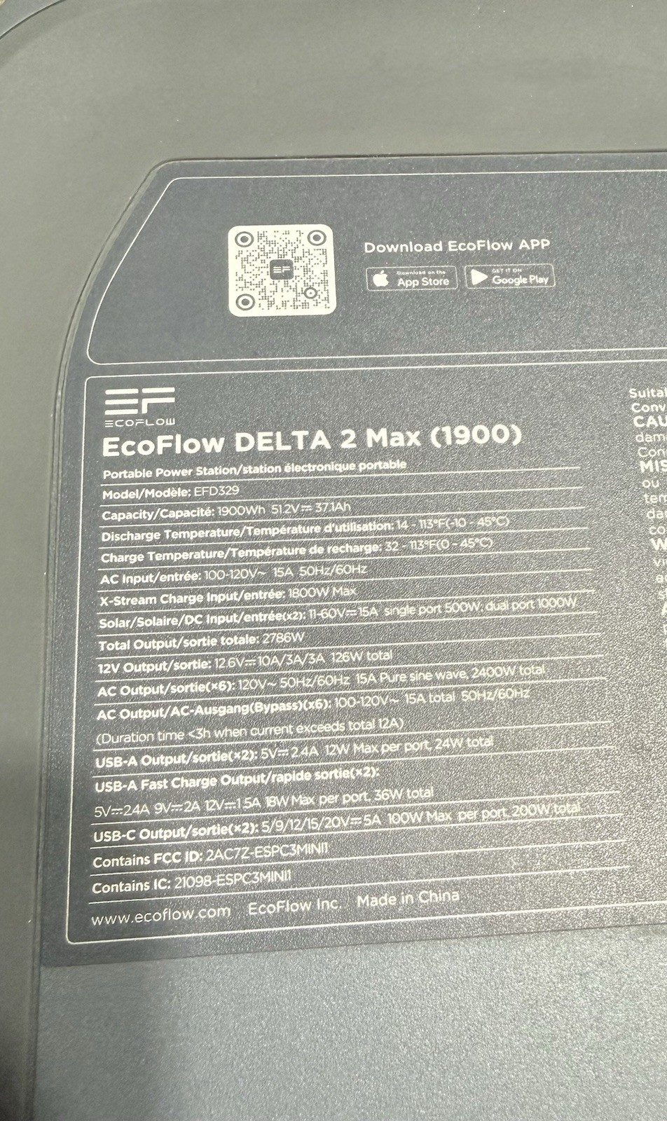 EcoFlow DELTA Max Portable Charger/Inverter 120V 1800-2000W AC/DC LCD