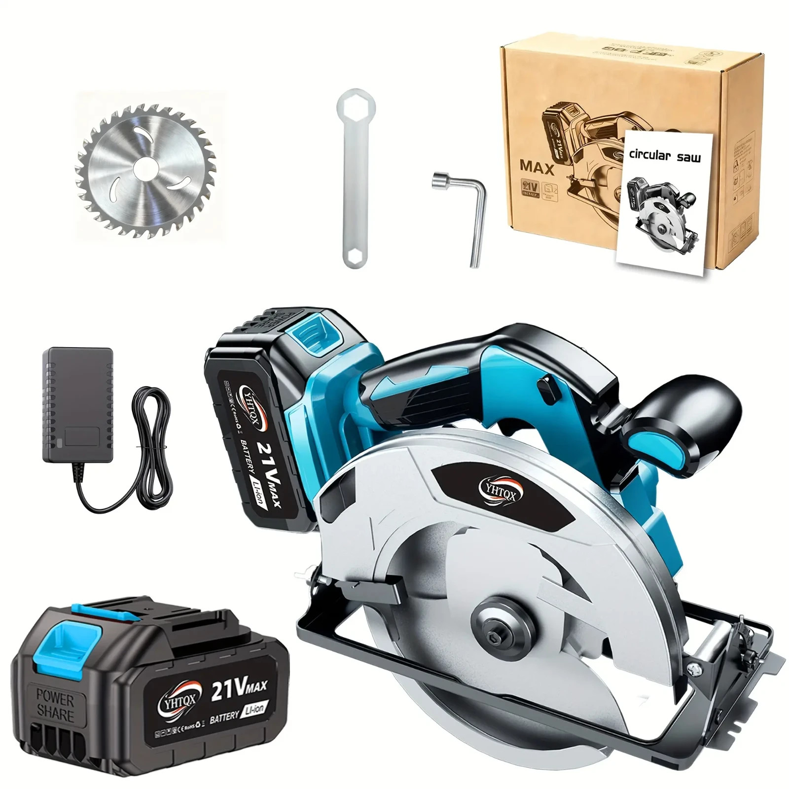 7in Cordless Circular Saw with Battery Charger Set for 21V Brushless Motor